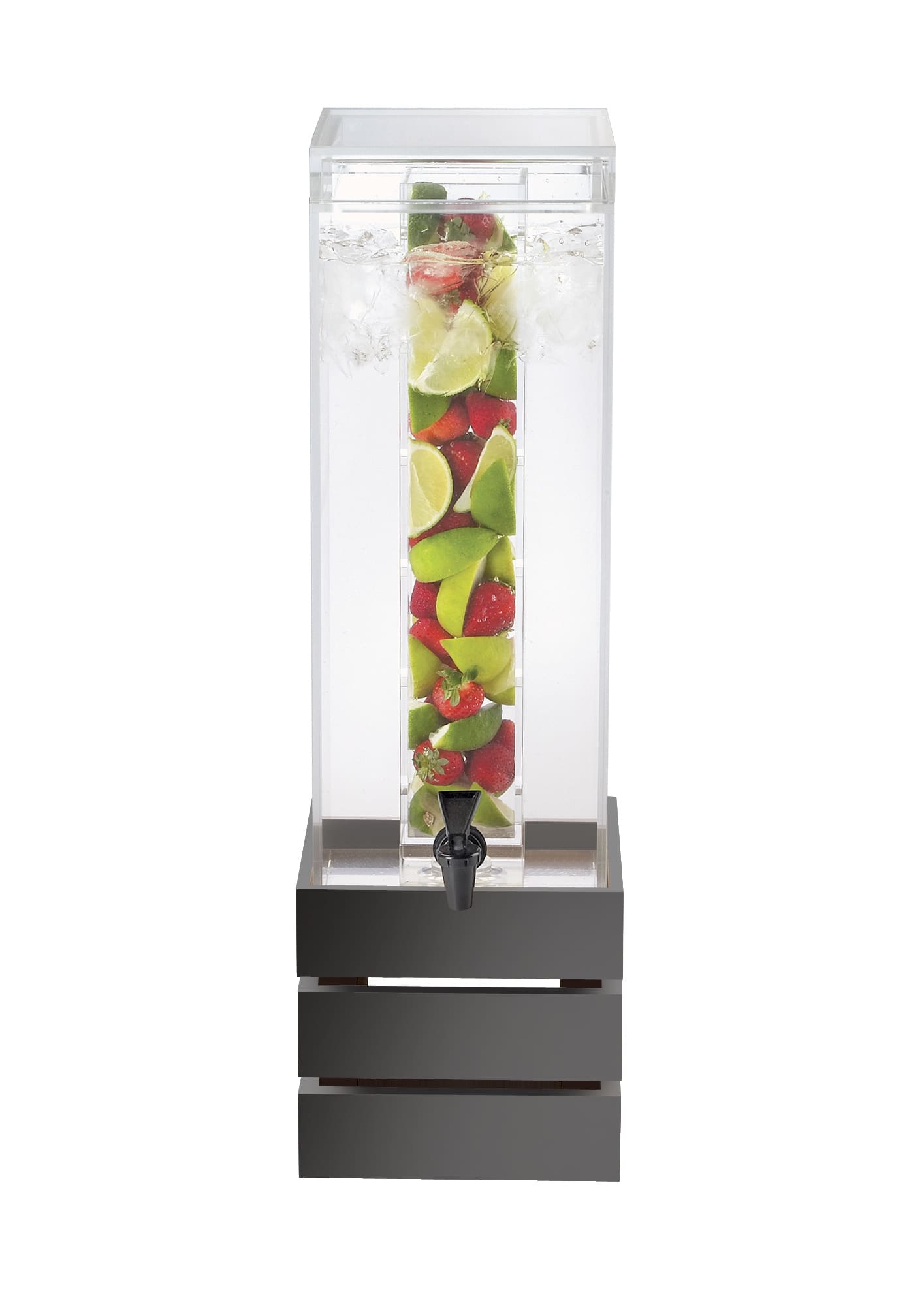 Cal-Mil 3301-3INF-96 Midnight Bamboo 3 Gallon Crate Beverage Dispenser With Infusion Chamber