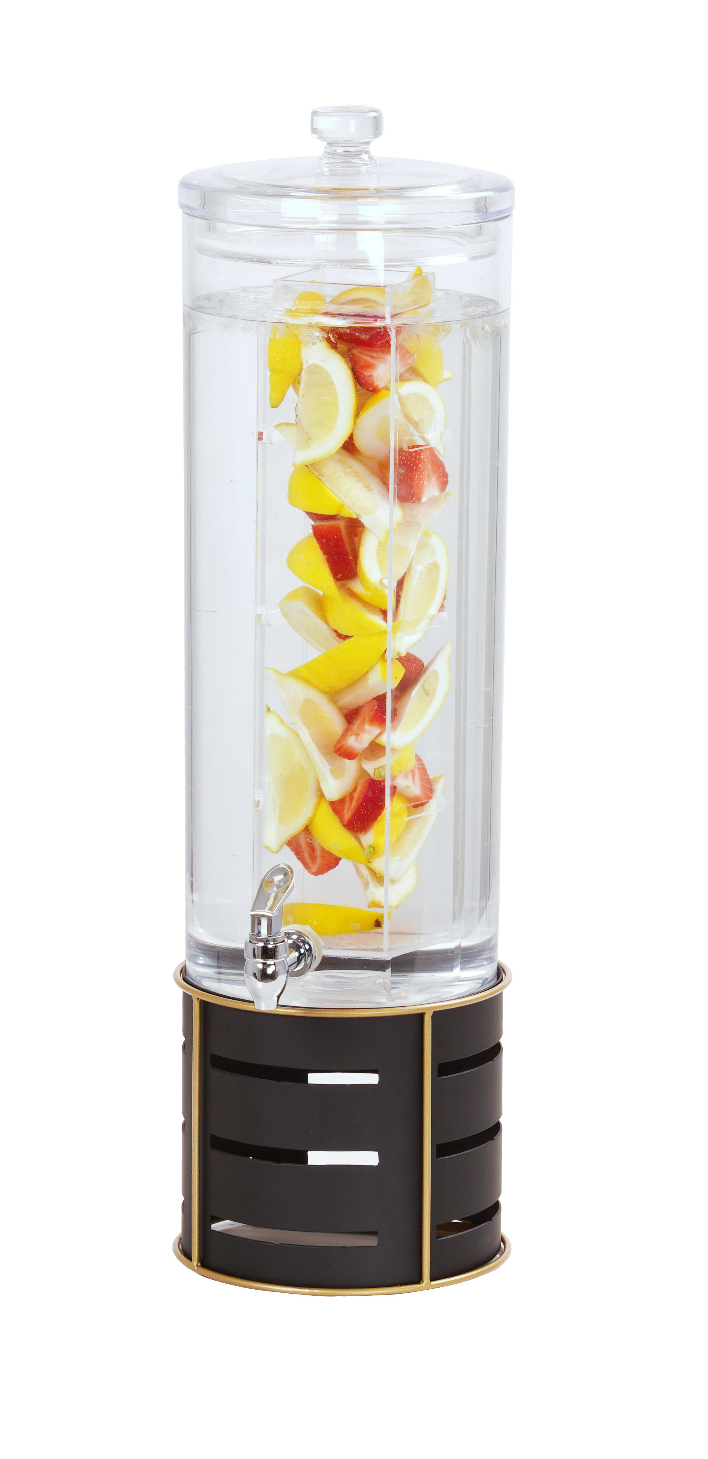 Cal-Mil 22631-3INF-90 Empire Black 3 Gallon Round Beverage Dispenser With Infusion Chamber