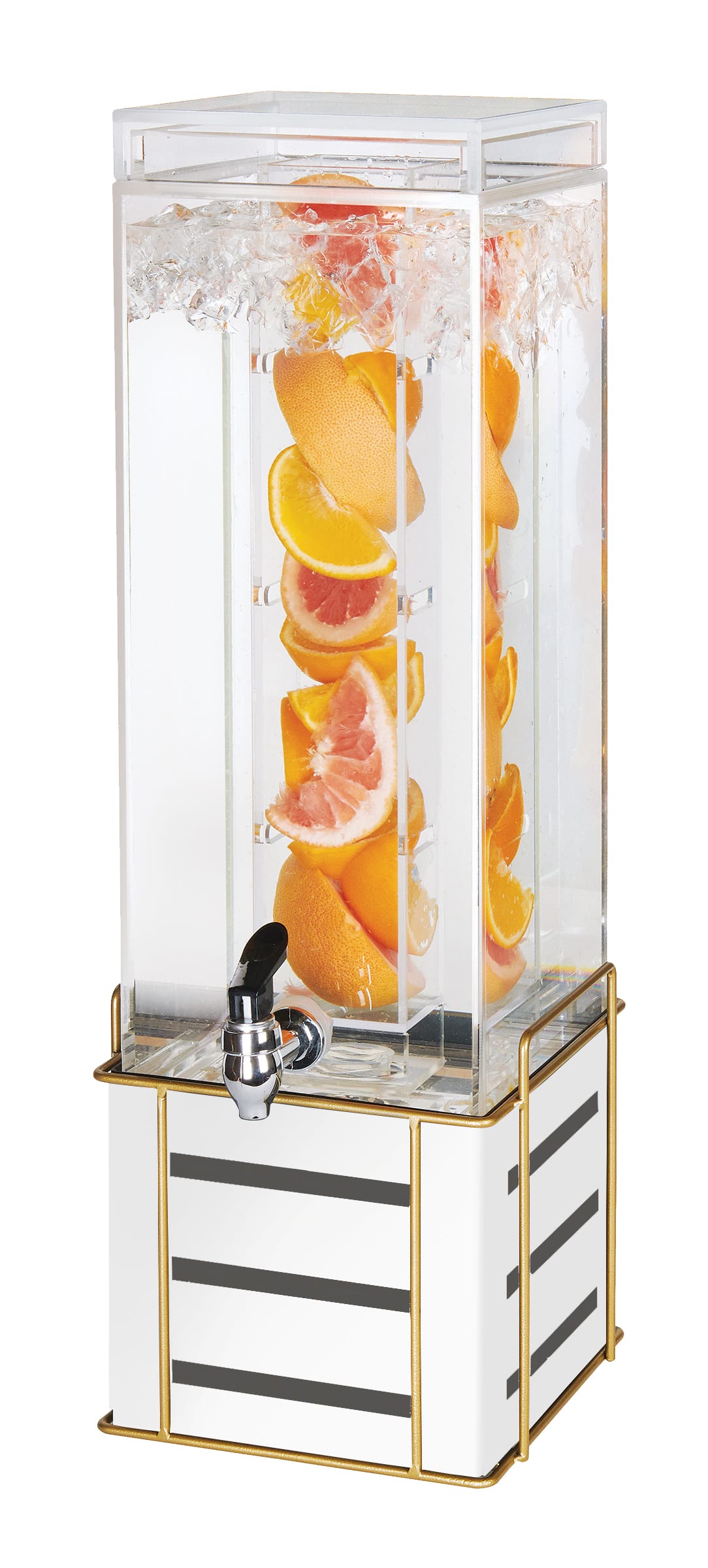 Cal-Mil 22090-3INF-15 Empire 3 Gallon White Square Beverage Dispenser With Infusion Chamber