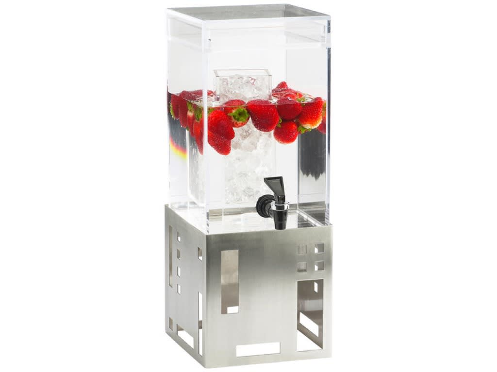 Cal-Mil 1602-1-55 Squared 1.5 Gallon Stainless Steel Beverage Dispenser With Ice Chamber
