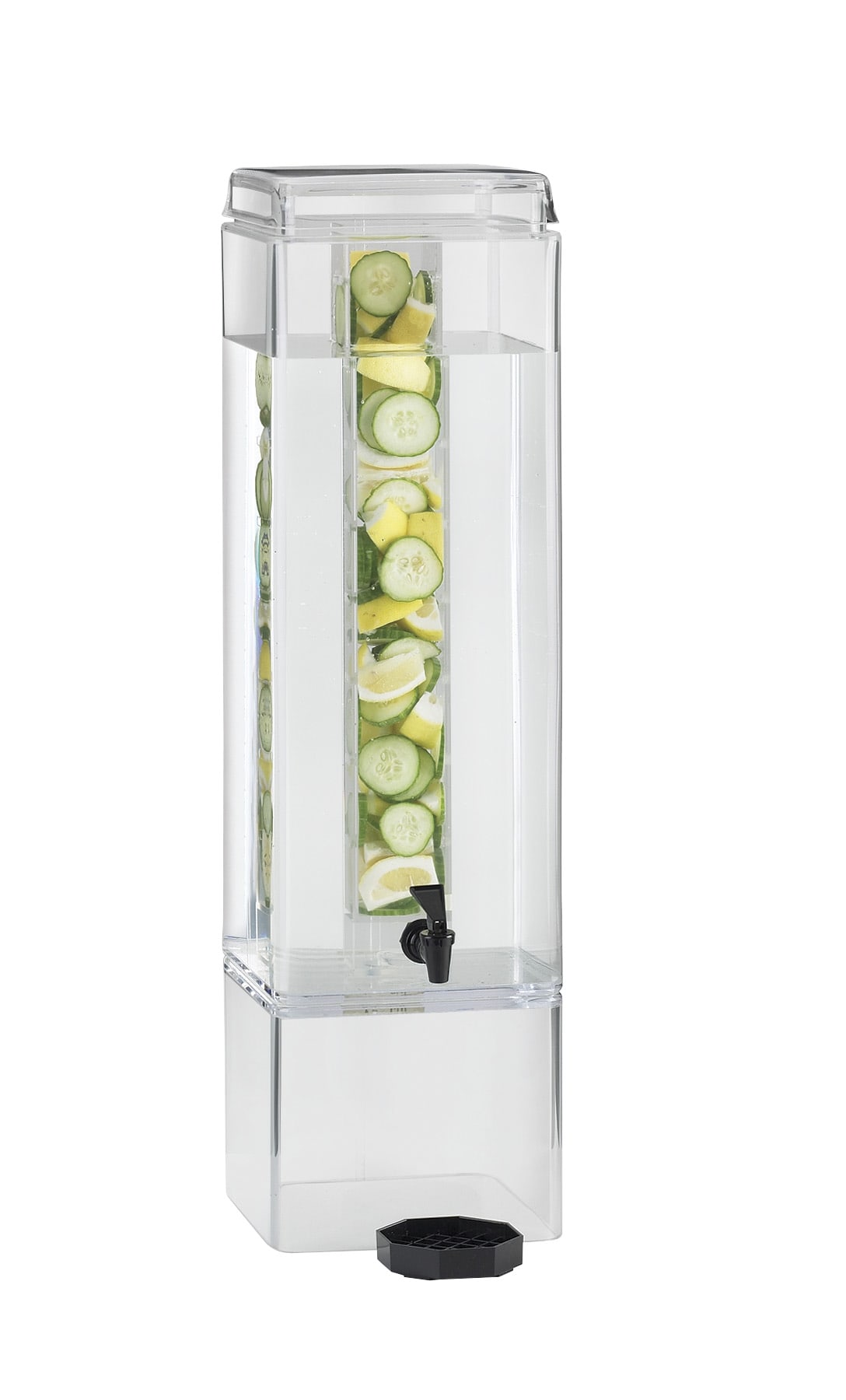 Cal-Mil 1112-5AINF Clear Acrylic 5 Gallon Square Beverage Infusion Dispenser