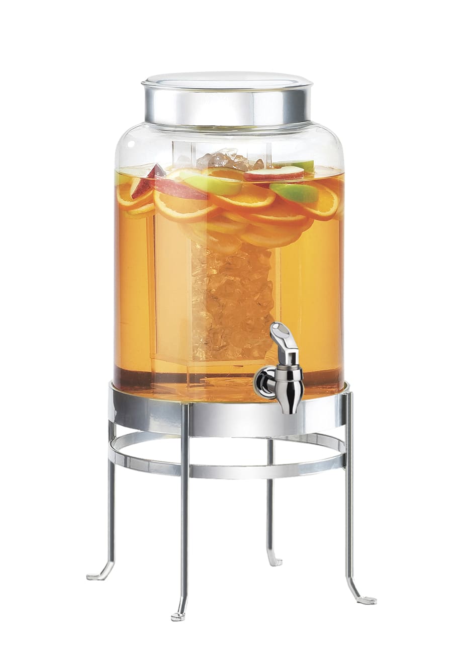 Cal-Mil 1580-2-74 Soho 2 Gallon Silver Glass Beverage Dispenser With Ice Chamber