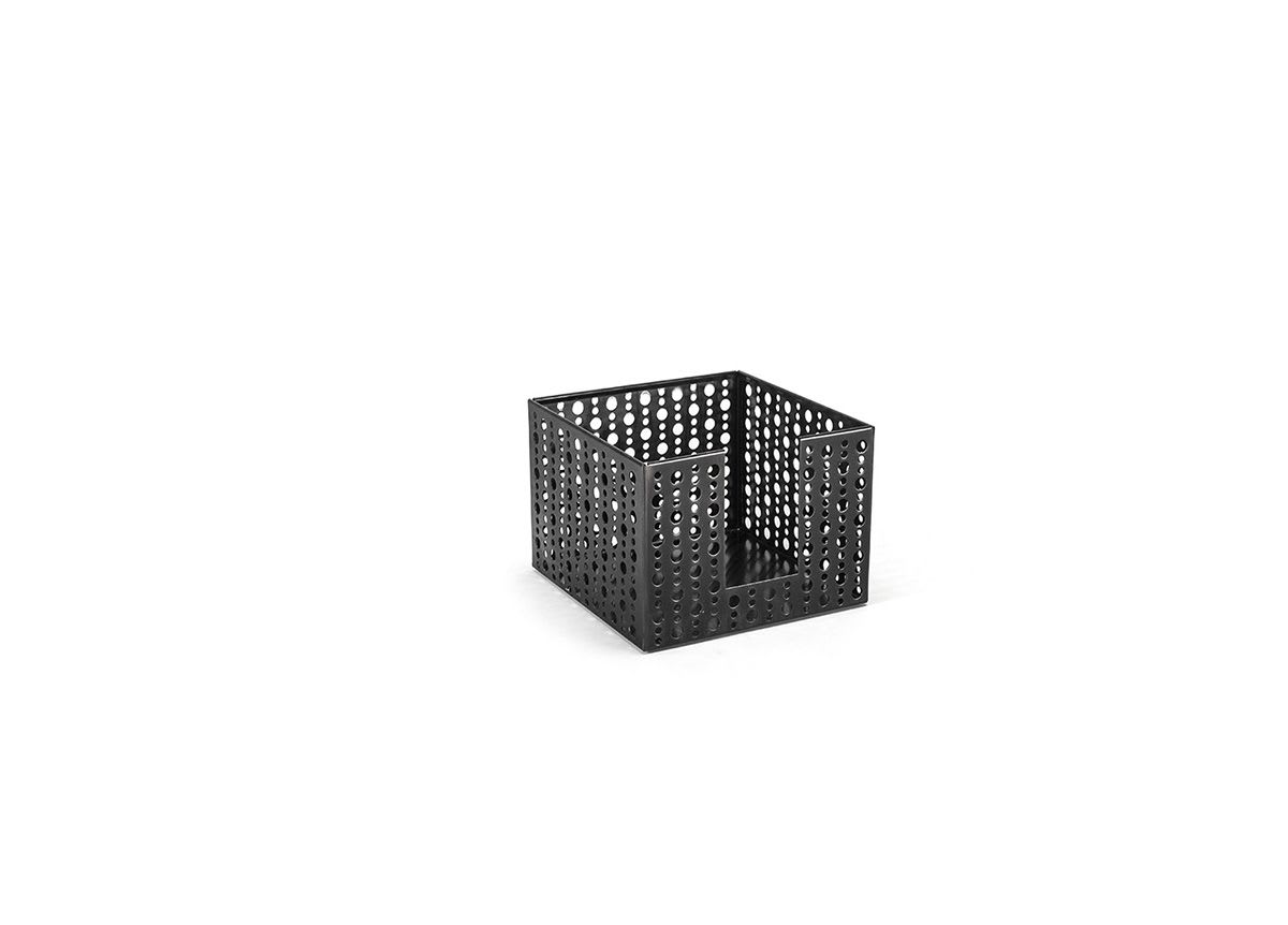Front of the House BHO039BKS21 5.5" Square Brushed Stainless Dots Napkin Holder - Matte Black