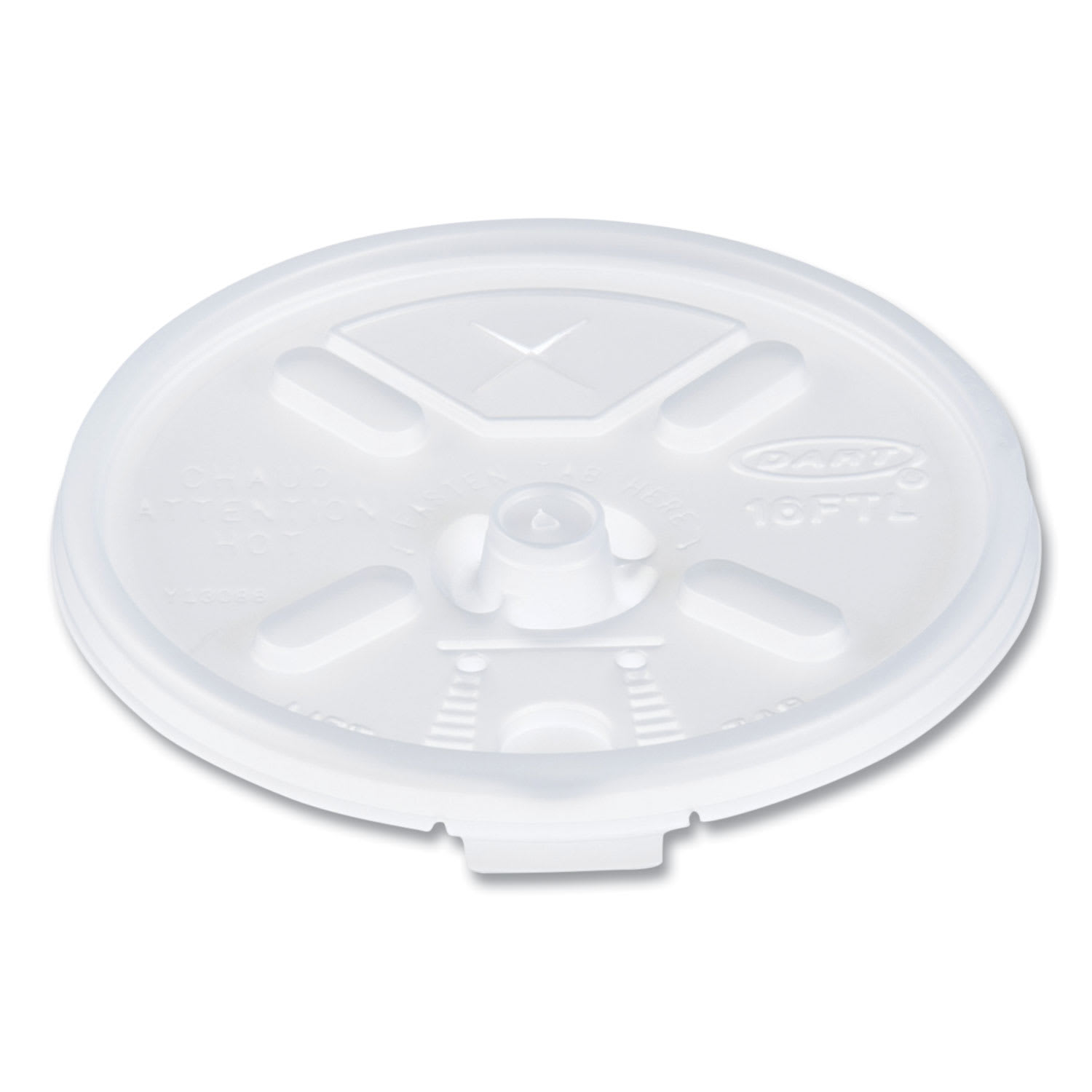 Dart 16FTLS Lift N' Lock Plastic Hot Cup Lids, With Straw Slot, Fits 12 Oz To 24 Oz Cups, Translucent, 100/Pack, 10 Packs/Carton