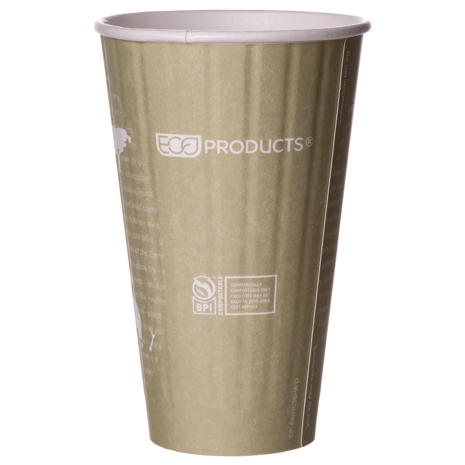 Eco-Products EP-BNHC16-WD World Art Renewable And Compostable Insulated Hot Cups, Pla, 16 Oz, 40/Packs, 15 Packs/Carton