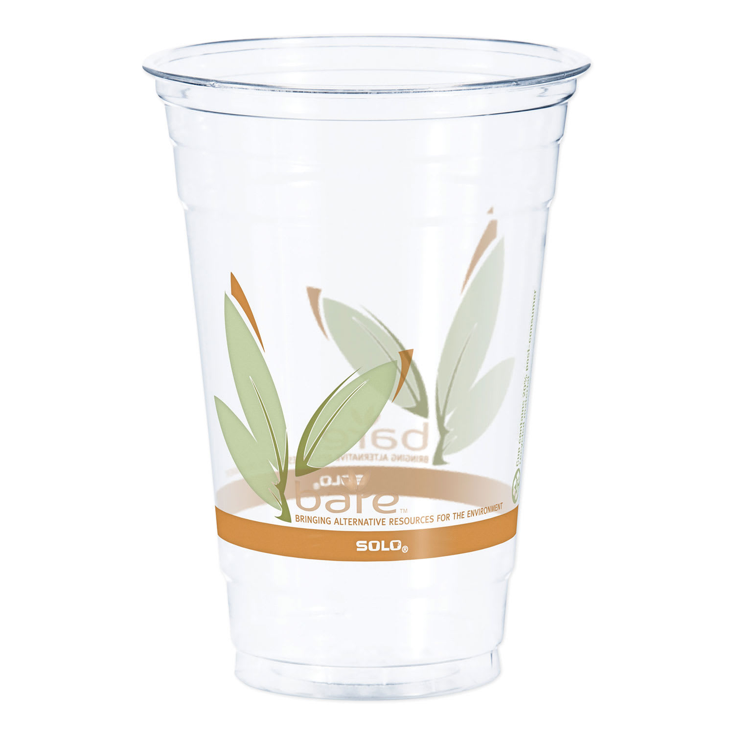 Dart RTP20BARE Bare Eco-Forward Rpet Cold Cups 20 Oz, Proplanet Seal, Leaf Design, Clear, 50/Pack, 12 Packs/Carton