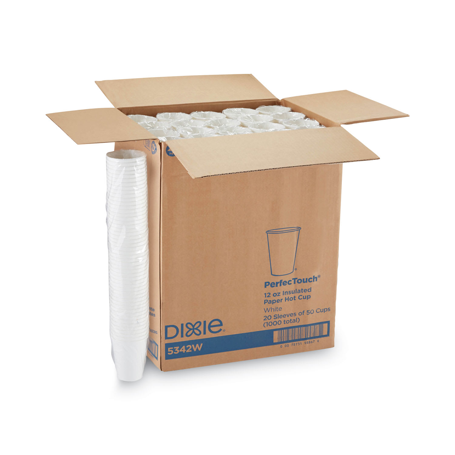 Dixie 5342W Perfectouch Hot/Cold Cups, 12 Oz, White, 50/Bag, 20 Bags/Carton