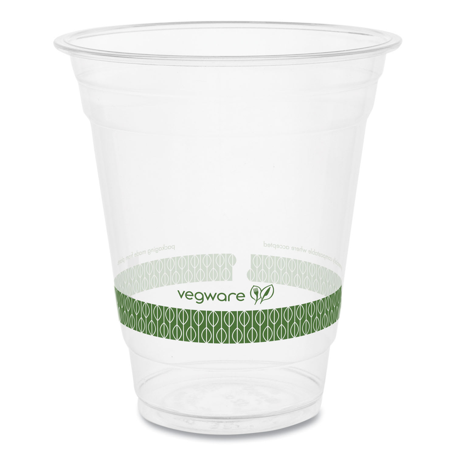 Vegware R360Y-G 96-Series Cold Cup, Compostable, 12 Oz, Clear/Green, 1,000/Carton
