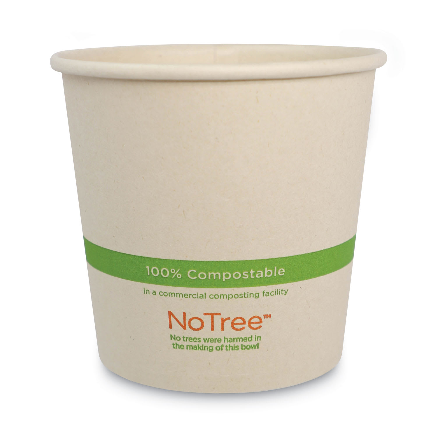 World Centric BO-SU-24 No Tree Paper Bowls, 24 Oz, 4.4" Diameter X 4.5"H, Natural, Sugarcane, 500/Carton