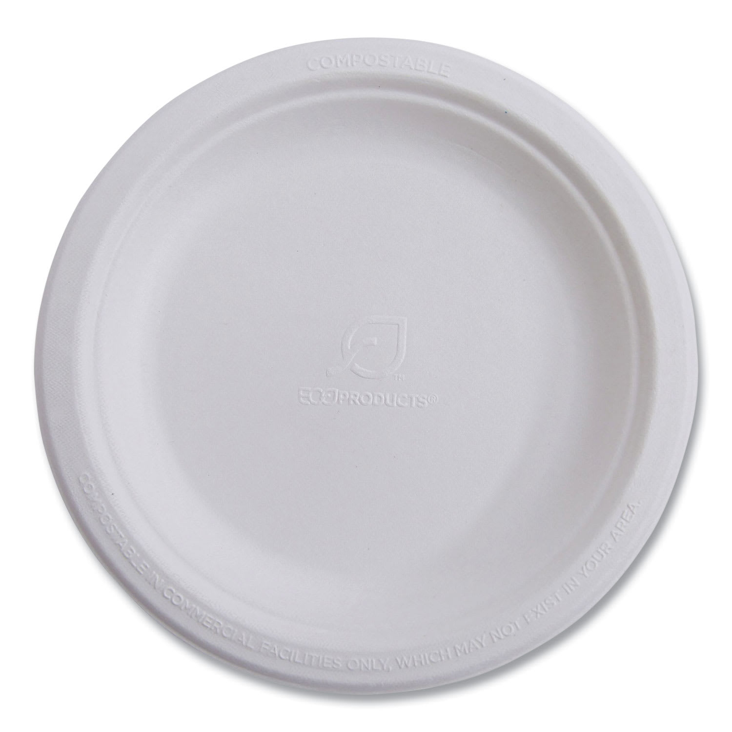 Eco-Products EP-P005NFA Vanguard Renewable And Compostable Sugarcane Plates, 10" Dia, White, 500/Carton