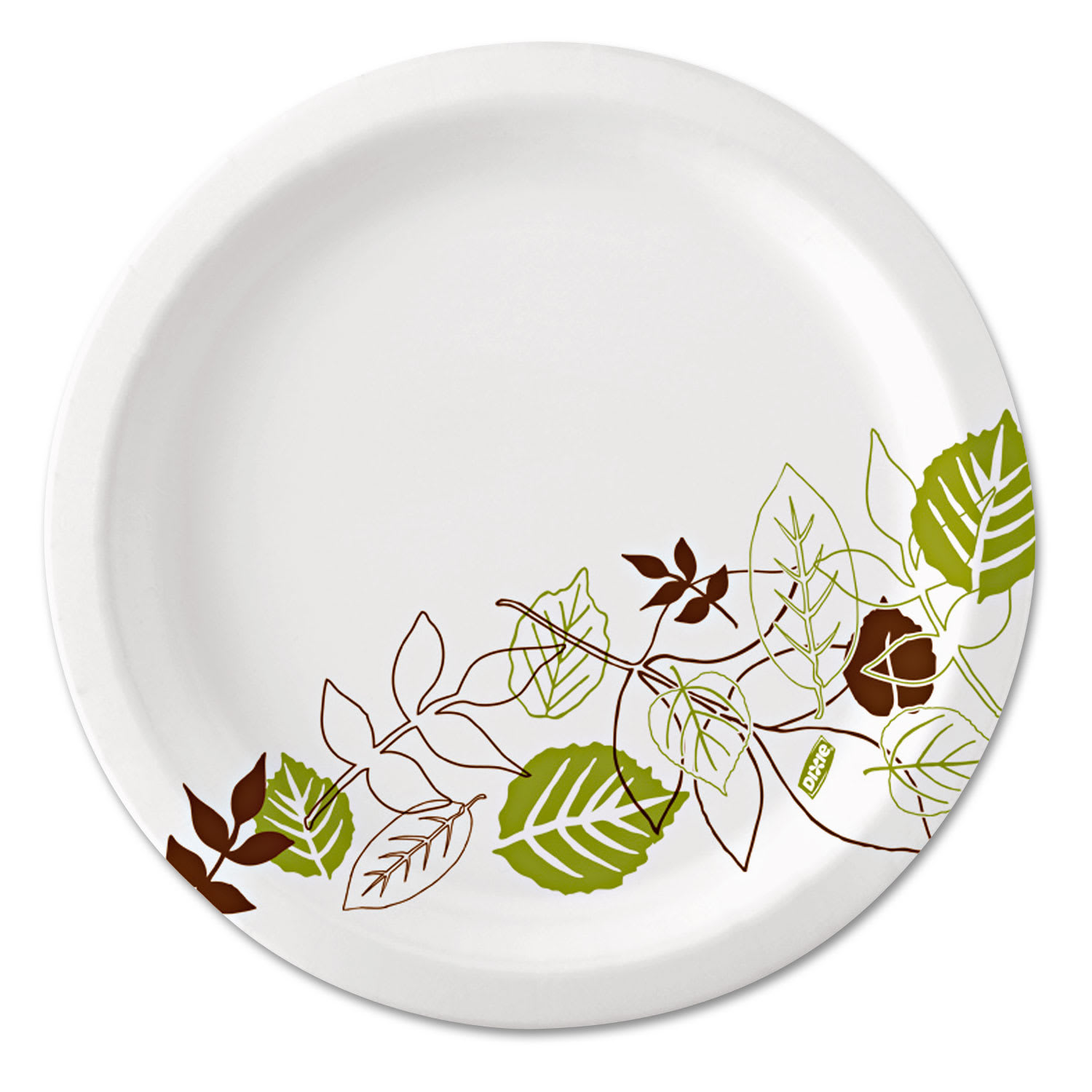 Dixie UX7WS Pathways Soak-Proof Shield Mediumweight Paper Plates, Wisesize, 6.87" Dia, Green/Burgundy, 500/Carton