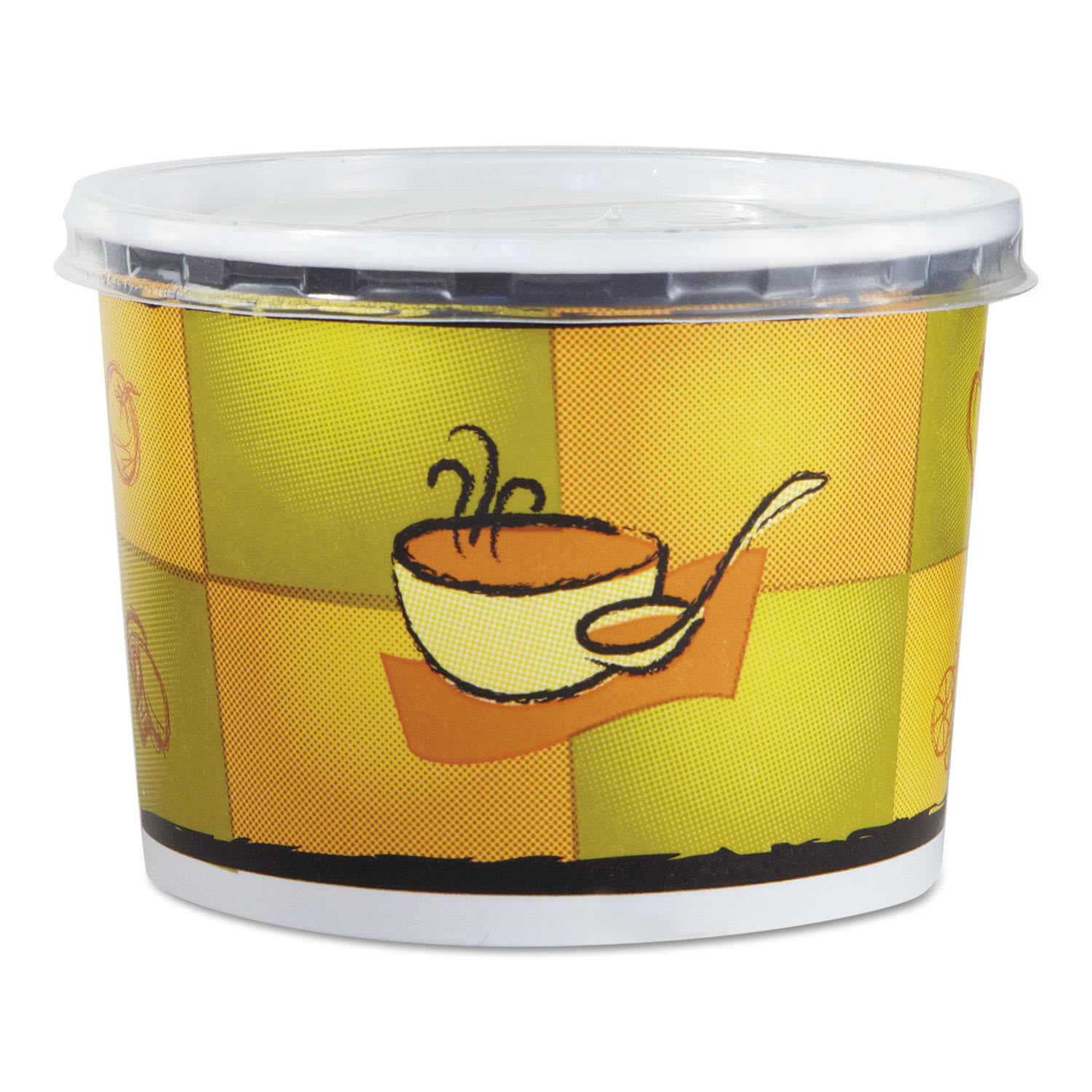 Chinet 70412 Streetside Squat Paper Food Container With Lid, Streetside Design, 12 Oz, 250/Carton