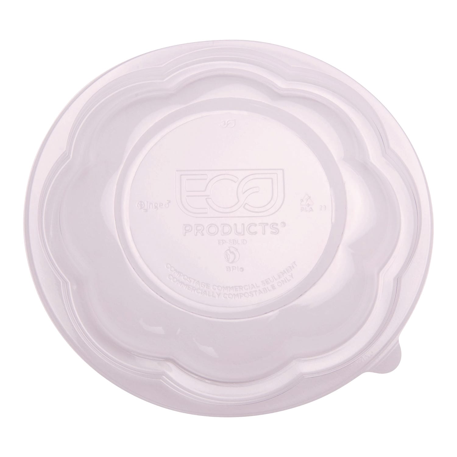 Eco-Products EP-SBLID Renewable And Compostable Lids, Fits 24, 32 And 48 Oz Salad Bowls, Clear, Plastic, 300/Carton