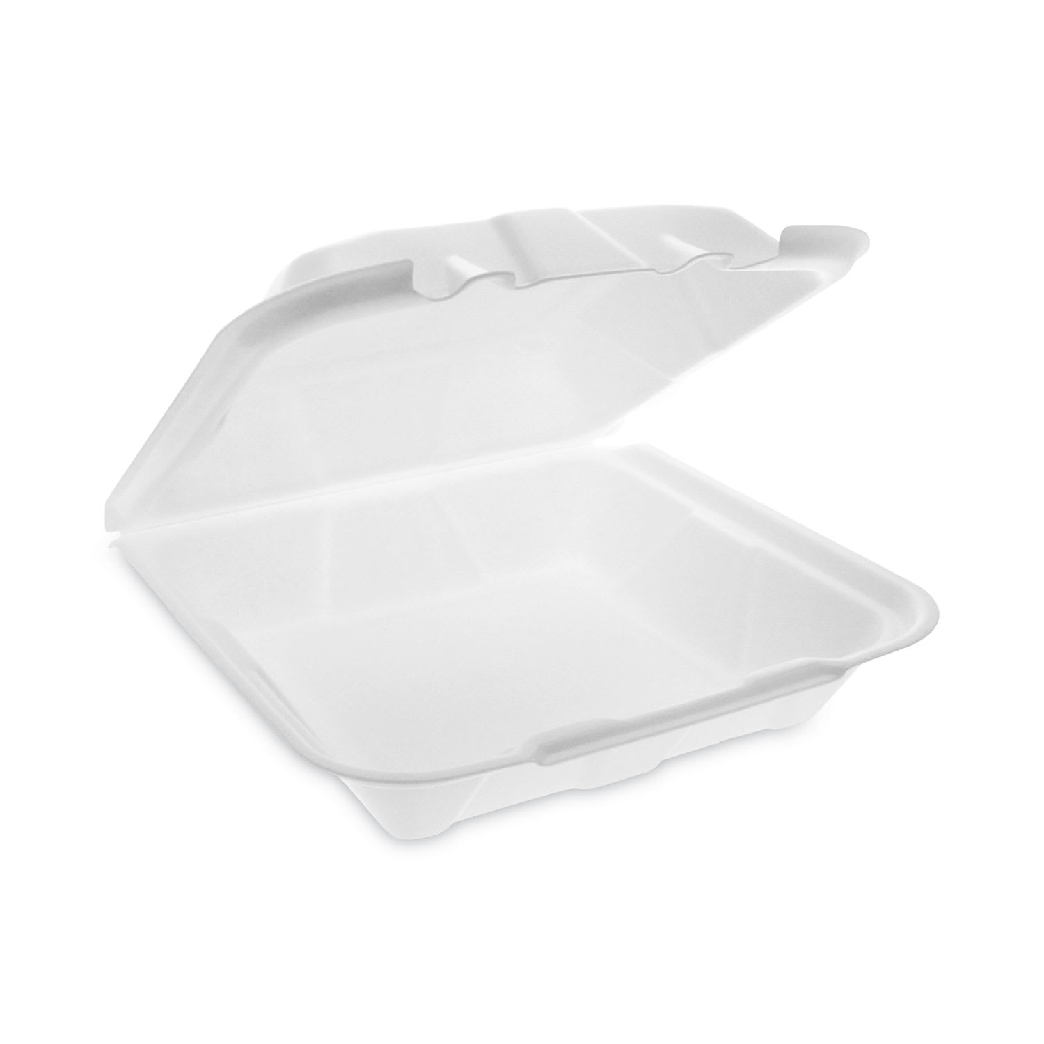 Pactiv Evergreen YTD19901ECON Vented Foam Hinged Lid Container, Dual Tab Lock Economy, 9.13 X 9 X 3.25, White, 150/Carton