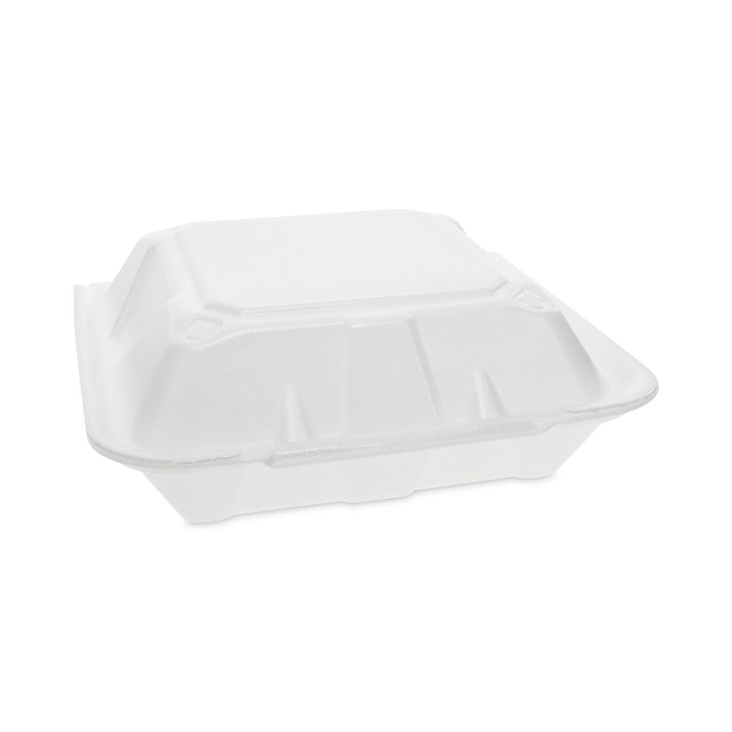 Pactiv Evergreen YTD199010000 Vented Foam Hinged Lid Container, Dual Tab Lock, 9.13 X 9 X 3.25, White, 150/Carton