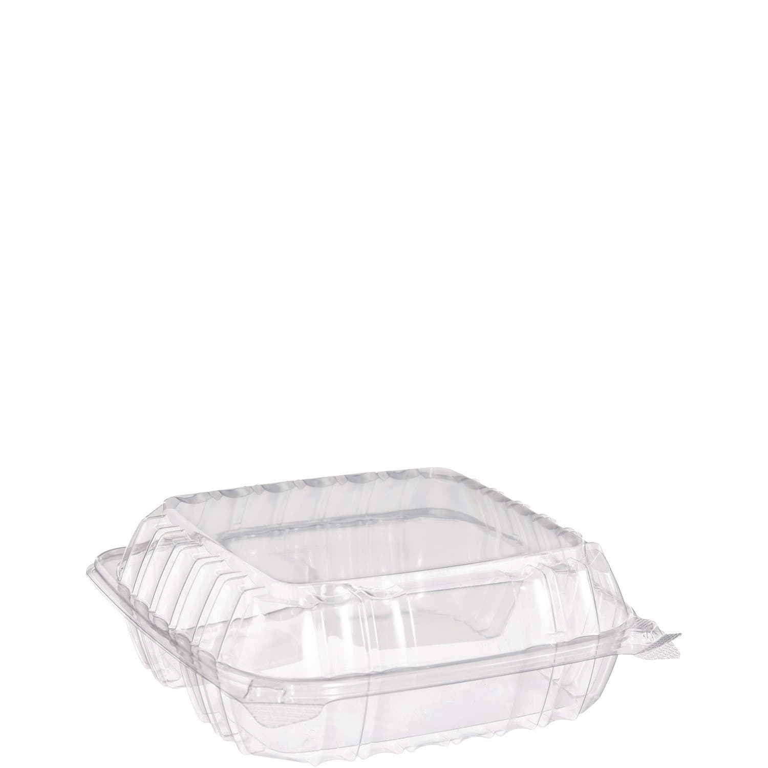 Dart C90PST3 Clearseal Hinged-Lid Plastic Containers, 8.25 X 8.25 X 3, Clear, Plastic, 125/Pack, 2 Packs/Carton
