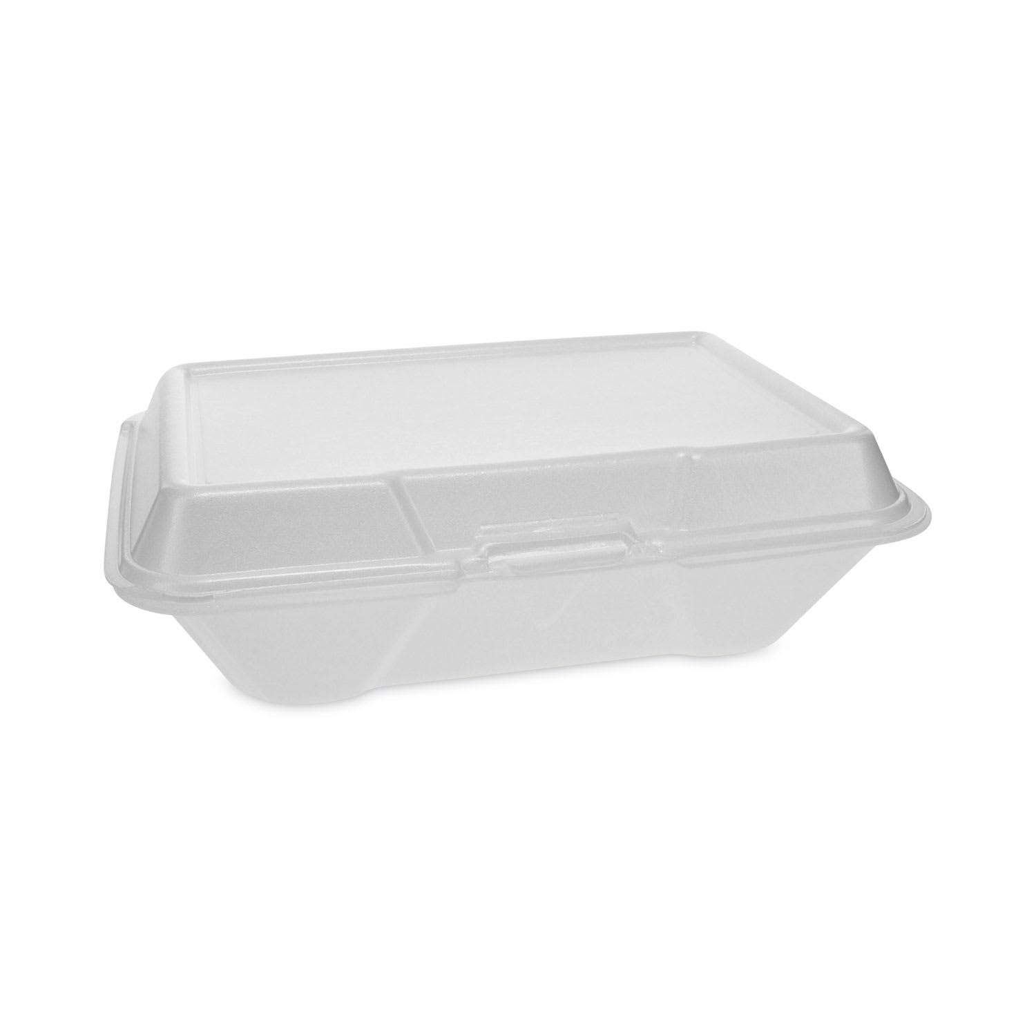 Pactiv Evergreen YTH102050001 Foam Hinged Lid Container, Single Tab Lock #205 Utility, 9.19 X 6.5 X 2.75, White, 150/Carton