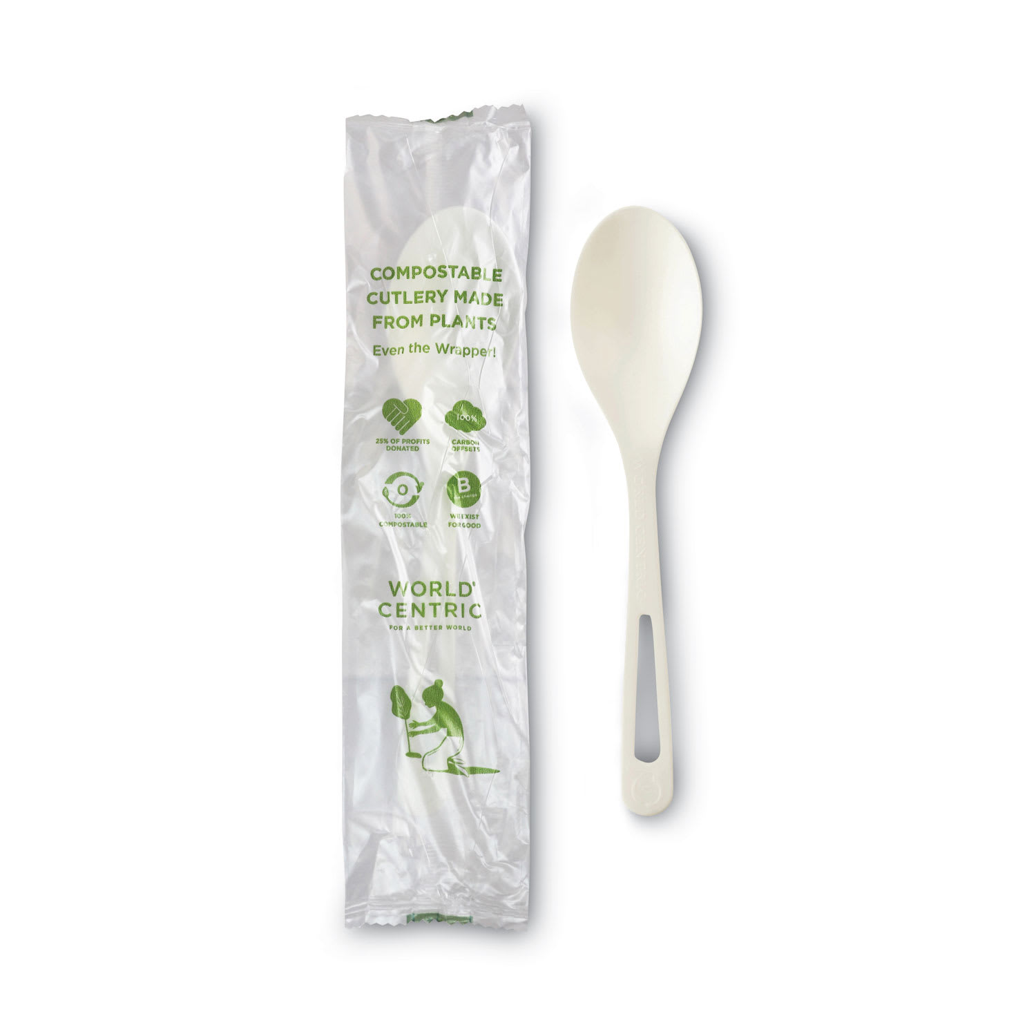 World Centric SP-PS-I Tpla Compostable Cutlery, Spoon, 6", White, 750/Carton
