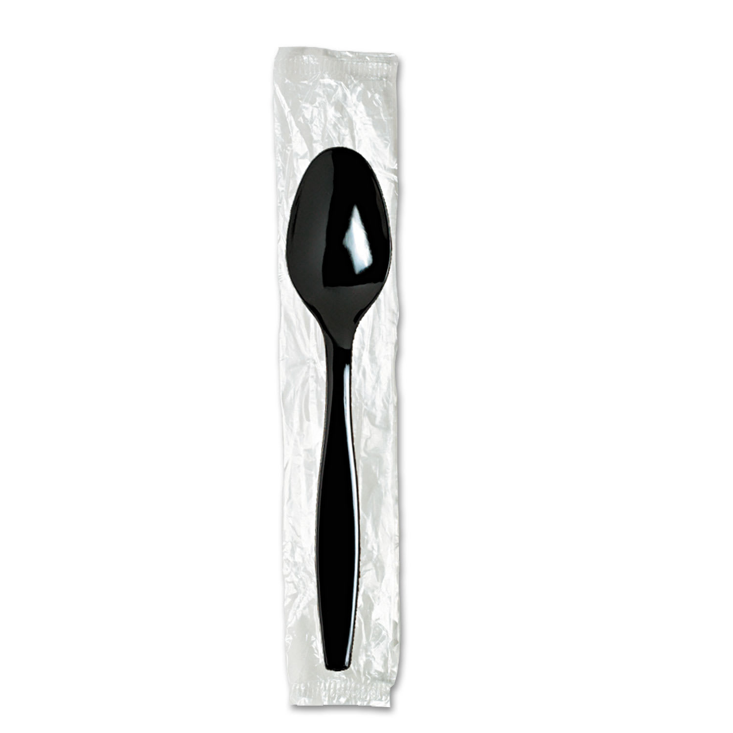 Dixie TH53C7 Individually Wrapped Heavyweight Teaspoons, Polystyrene, Black 1,000/Carton