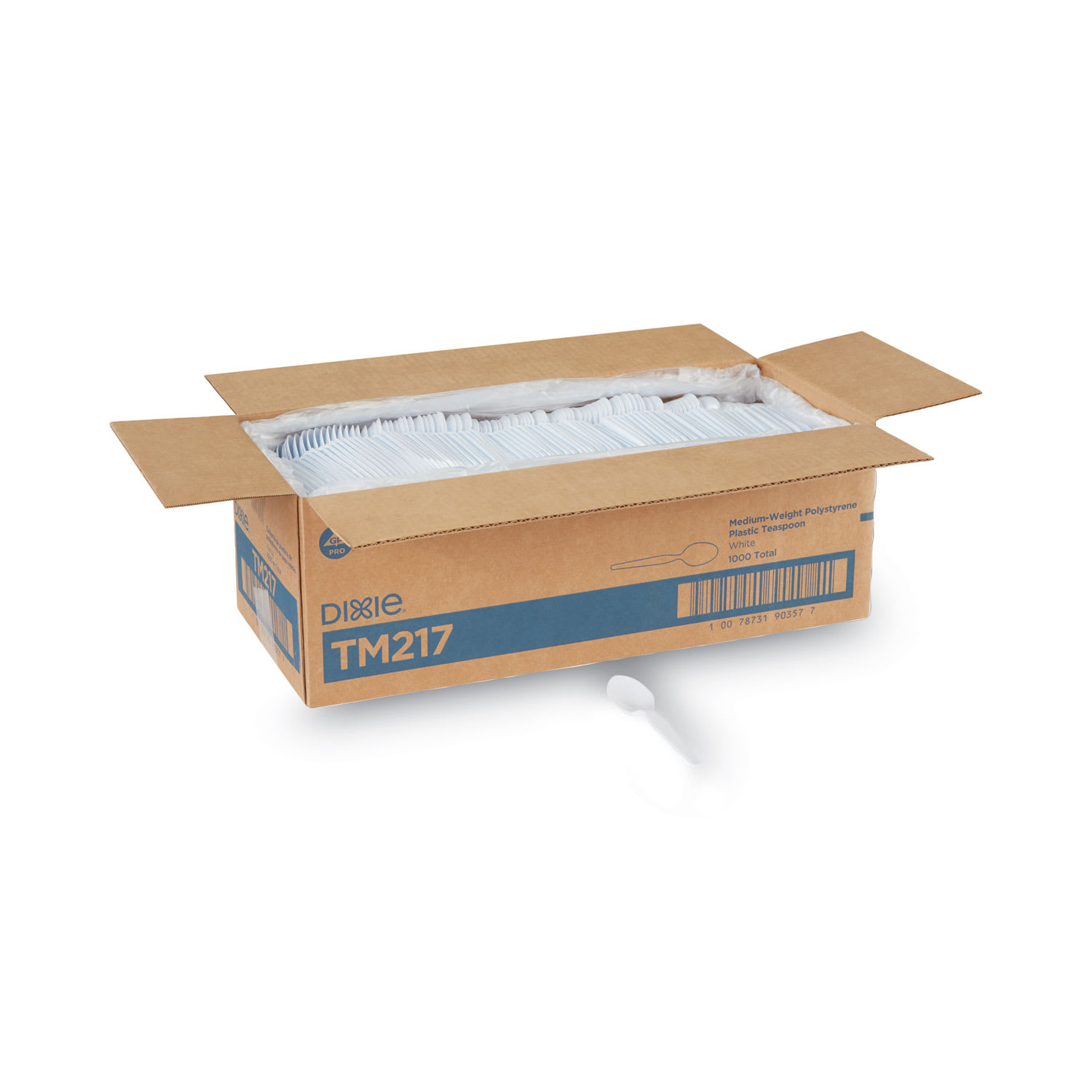 Dixie TM217 Plastic Cutlery, Heavy Mediumweight Teaspoons, White, 1,000/Carton