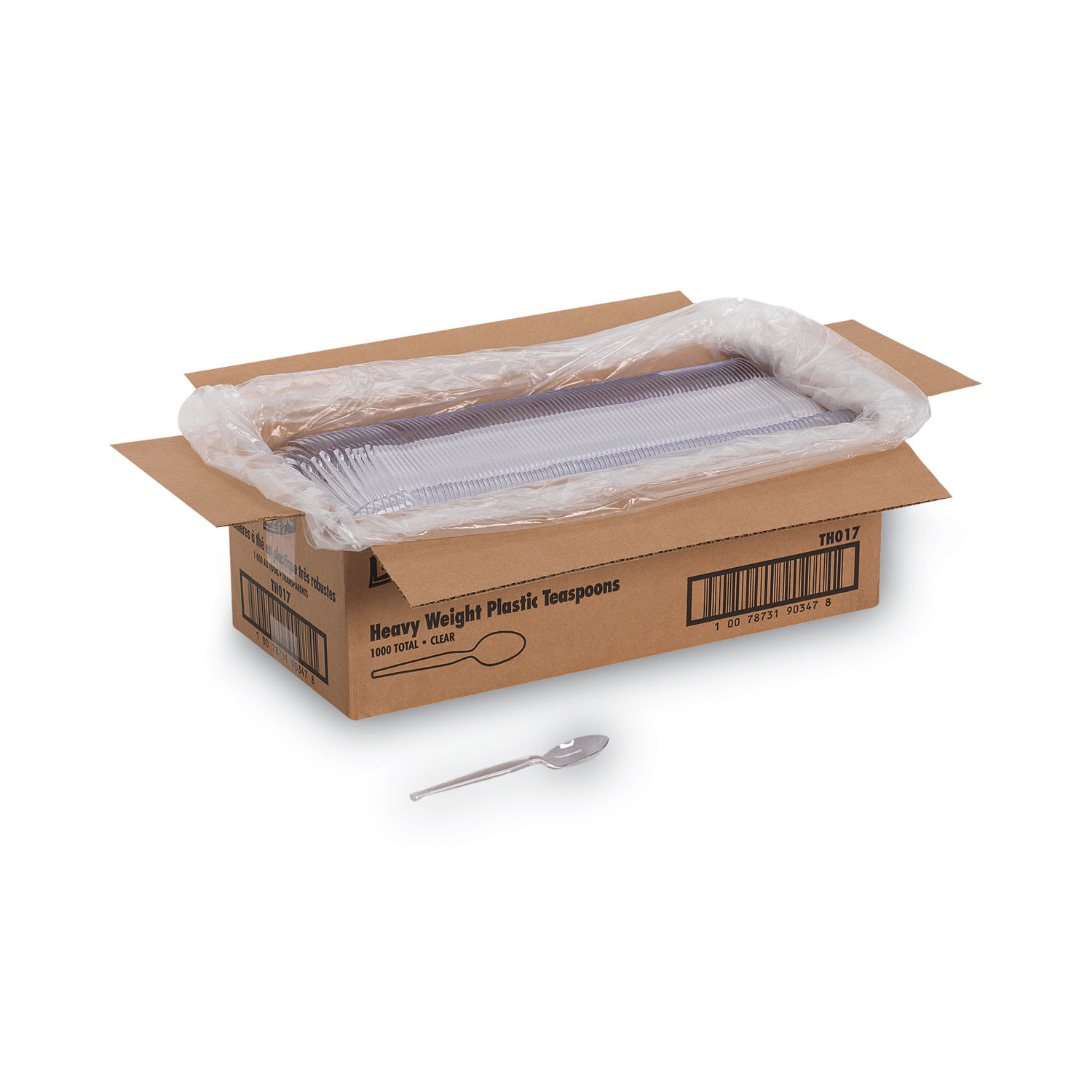 Dixie TH017 Plastic Cutlery, Heavyweight Teaspoon, Crystal Clear, 6", 1,000/Carton