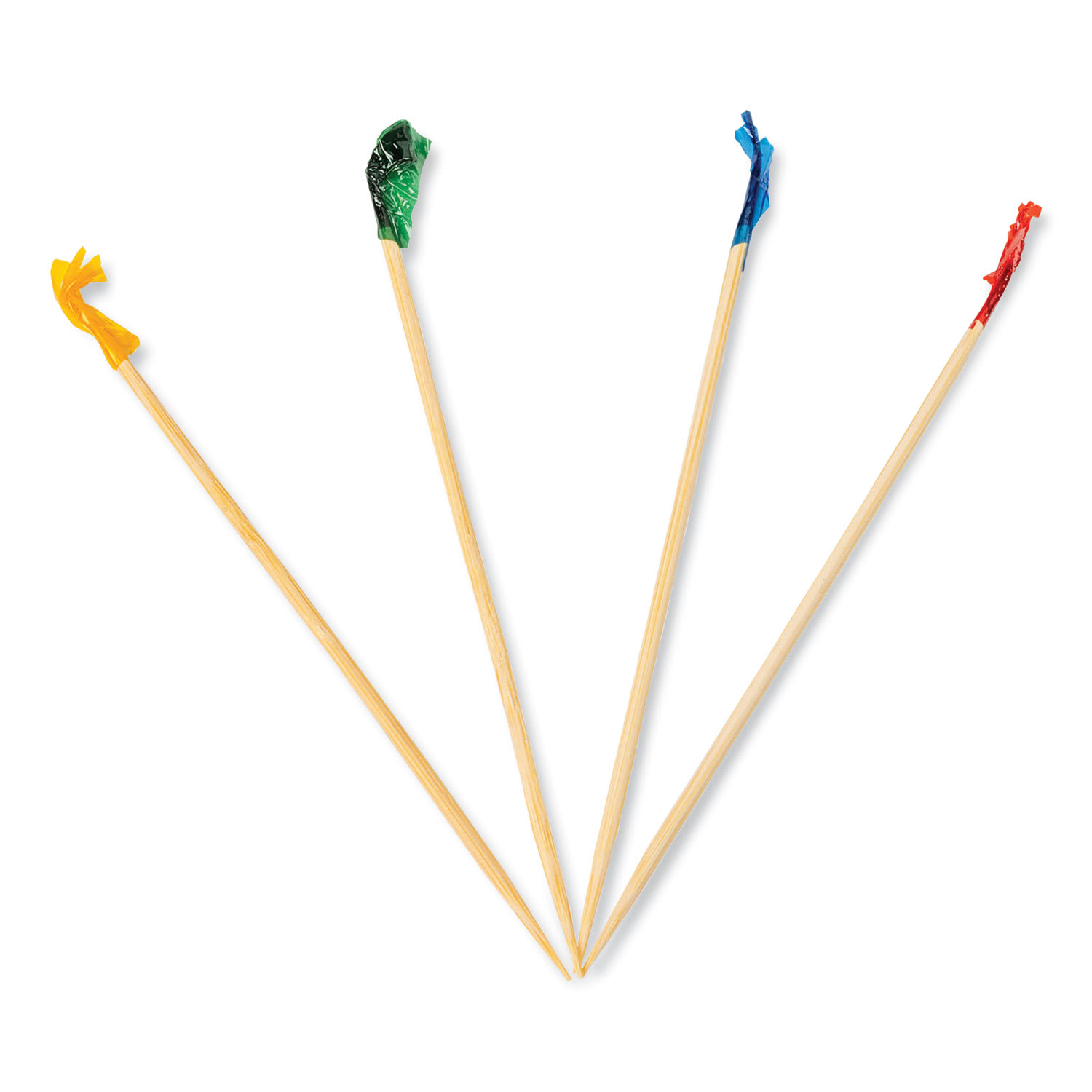 AmerCareRoyal R812B Cellophane-Frill Wood Picks, Bamboo, 4" Assorted, 10,000/Carton