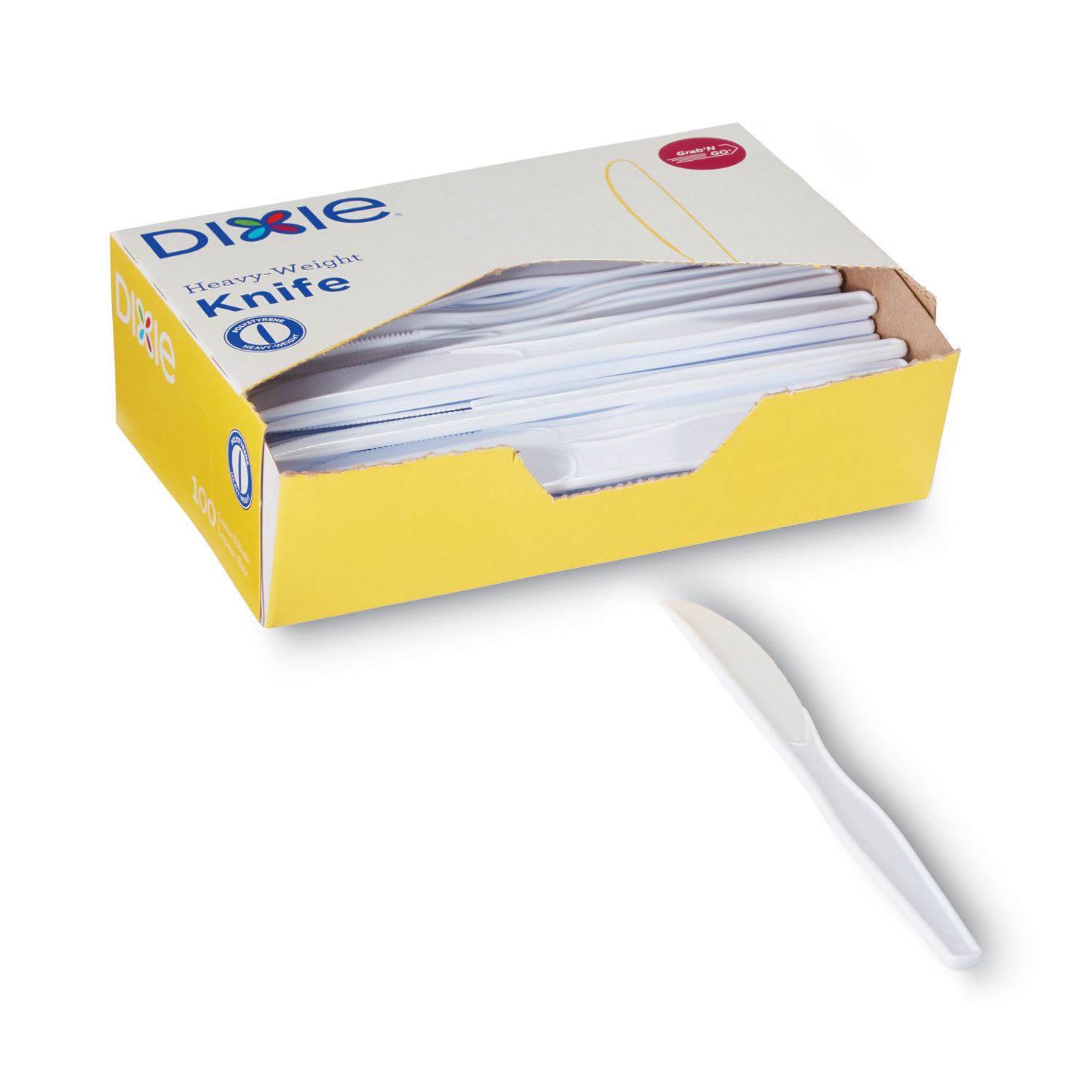Dixie KH207 Plastic Cutlery, Heavyweight Knives, White, 100/Box