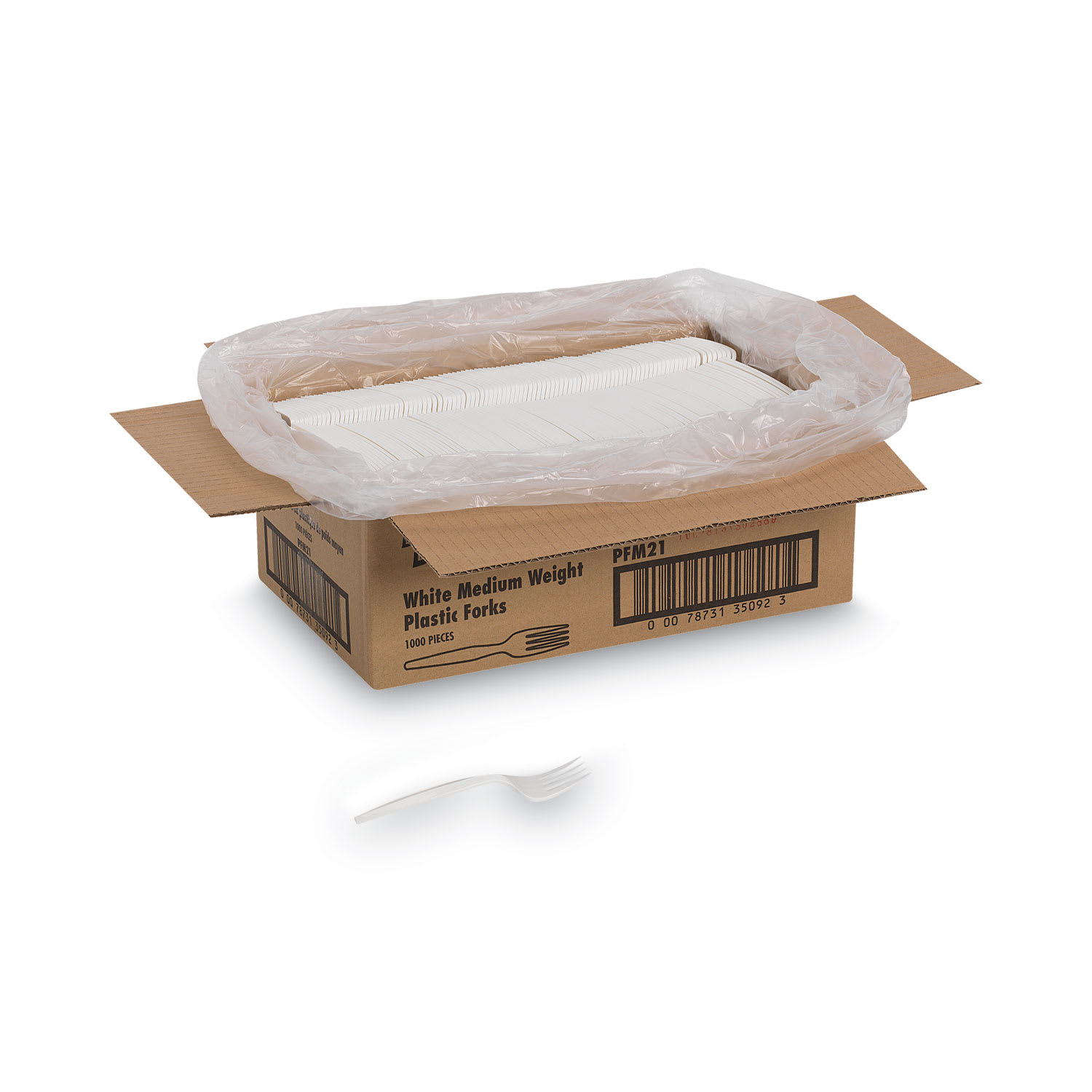 Dixie PFM21 Plastic Cutlery, Mediumweight Forks, White, 1,000/Carton