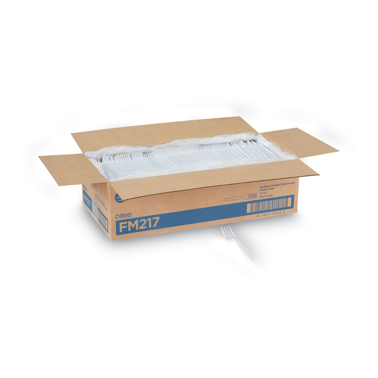 Dixie FM217 Plastic Cutlery, Heavy Mediumweight Forks, White, 1,000/Carton