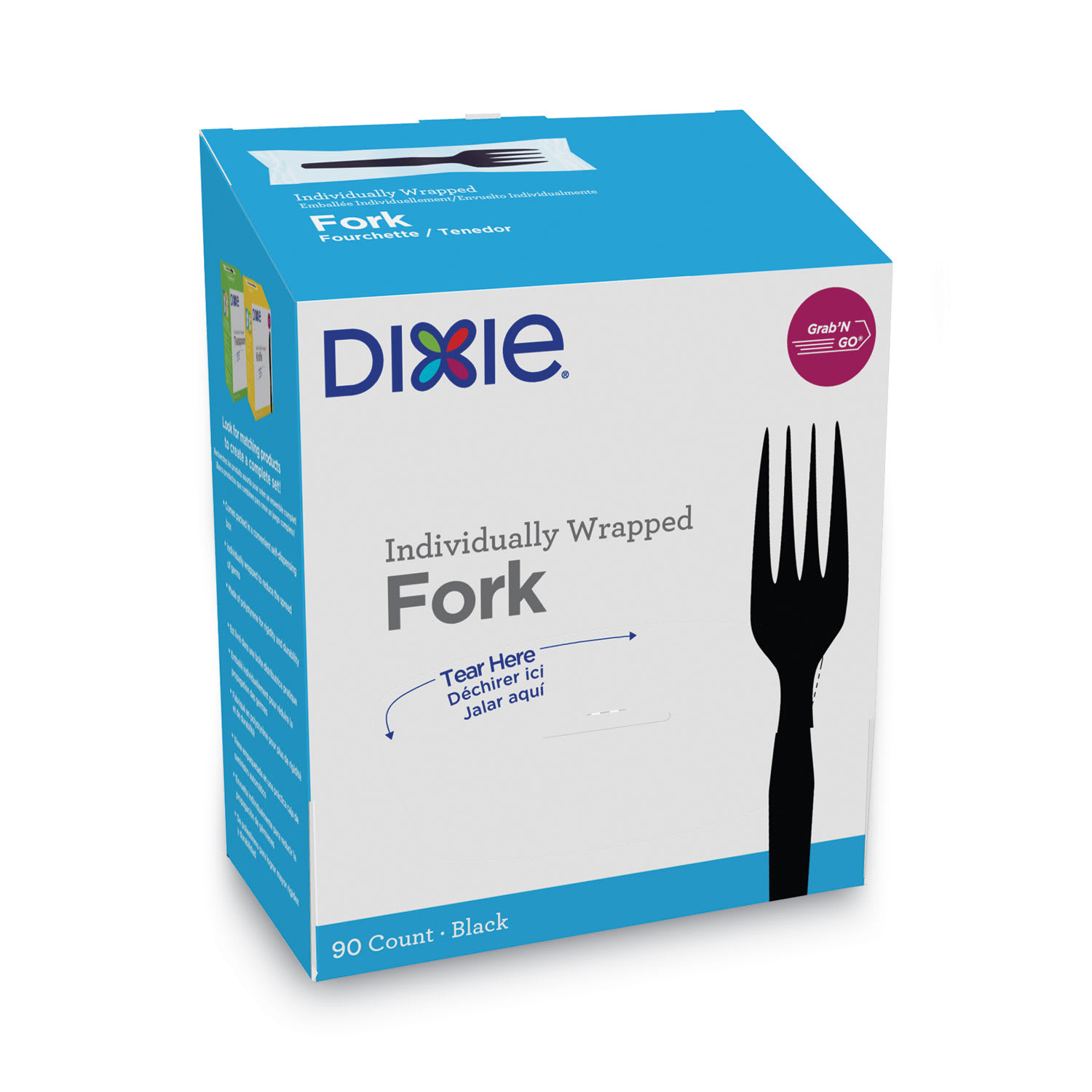 Dixie FM5W540 Grab'N Go Wrapped Cutlery, Forks, Black, 90/Box, 6 Box/Carton