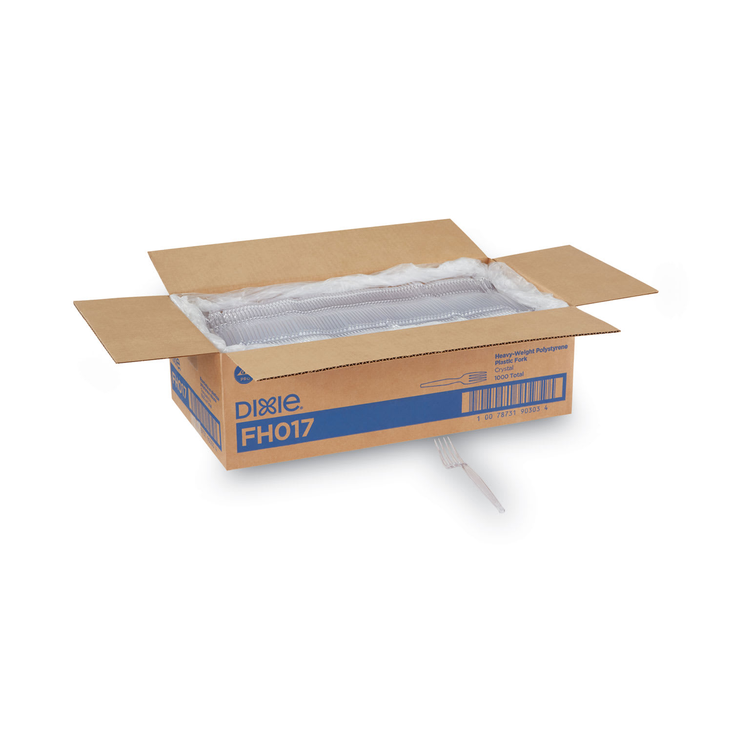 Dixie FH017 Plastic Cutlery, Forks, Heavyweight, Clear, 1,000/Carton