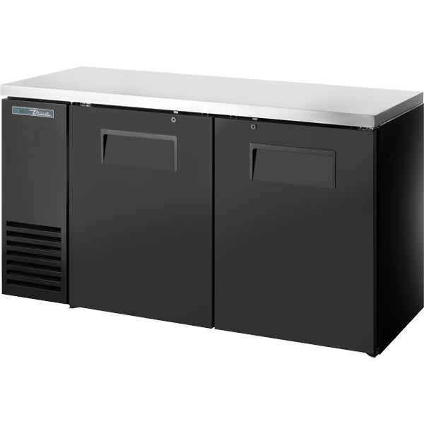 True TBB24-60-2S-Z1-SFT-B-1 60" Black Back Bar Cooler with 2 Solid Swing Doors