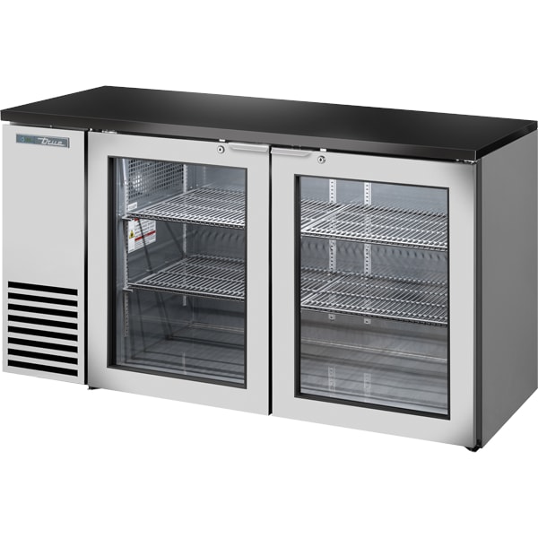 True TBB24-60-2G-Z1-BST-S-1 60" Stainless Steel Back Bar Cooler with 2 Glass Swing Doors