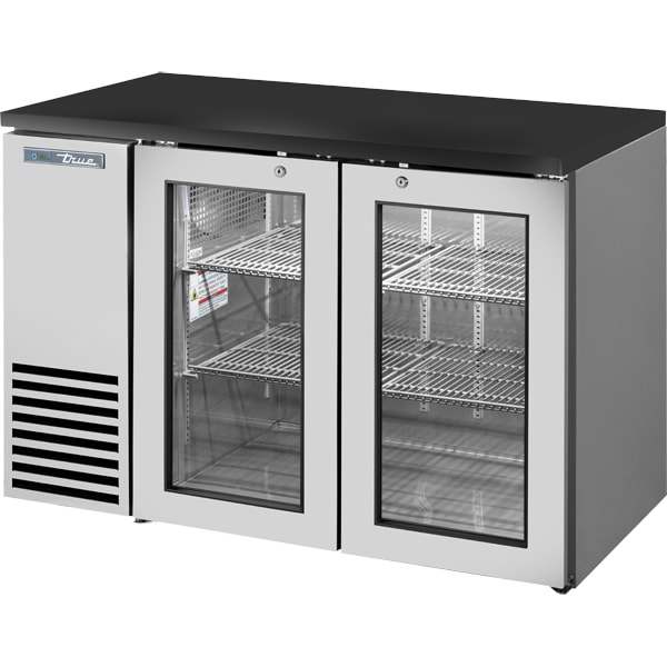 True TBB24-48-2G-Z1-BST-S-1 48" Stainless Steel Back Bar Cooler with 2 Glass Swing Doors