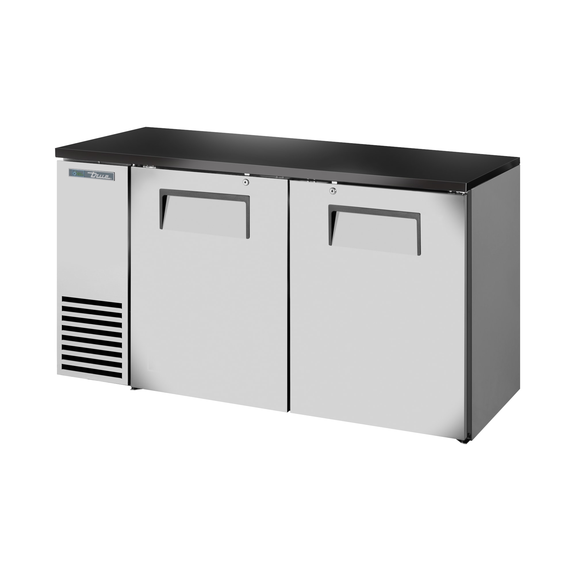 True TBB24-60-2S-Z1-BST-S-1 60" Stainless Steel Back Bar Cooler with 2 Solid Swing Doors