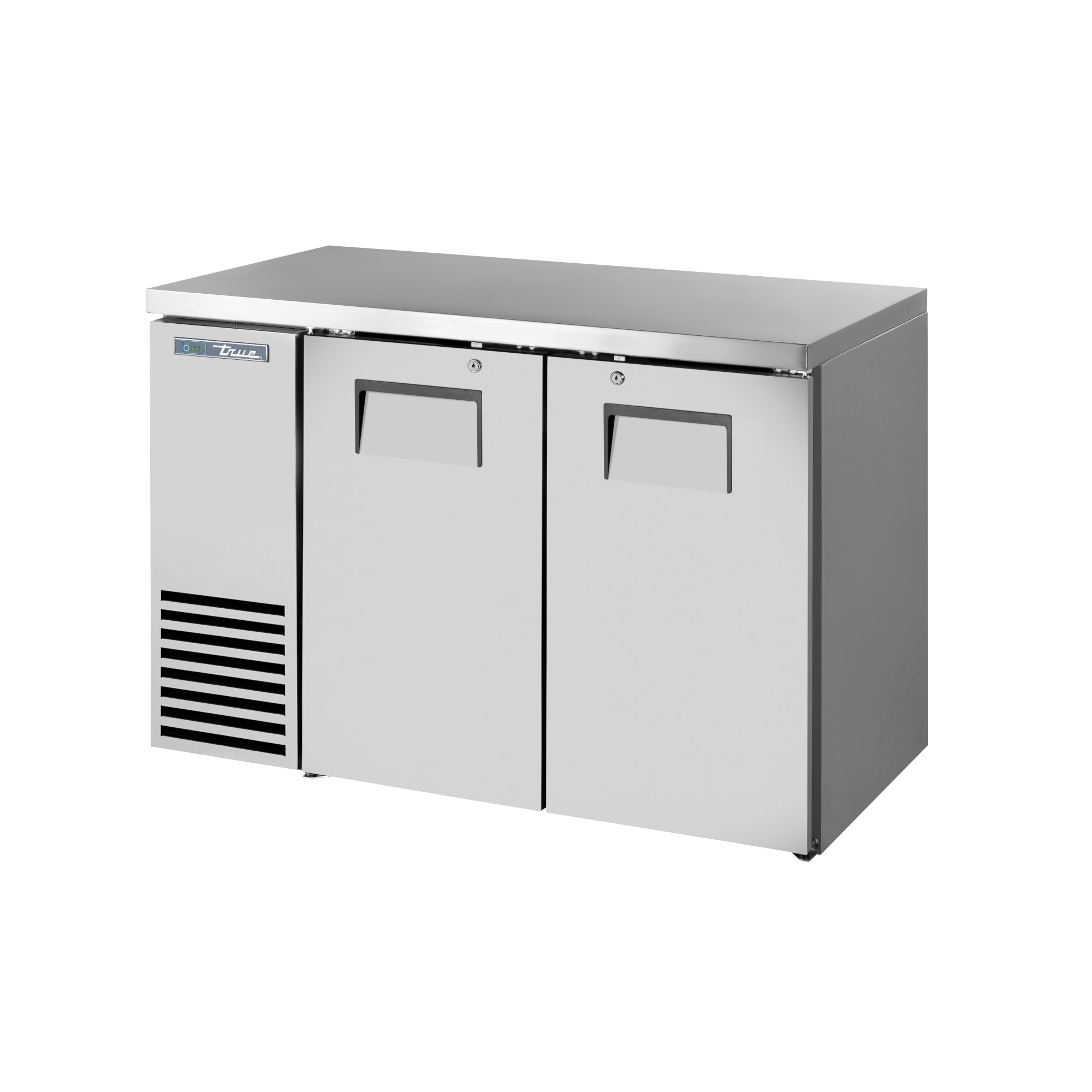 True TBB24-48-2S-Z1-SFT-S-1 48" Stainless Steel Back Bar Cooler with 2 Solid Swing Doors