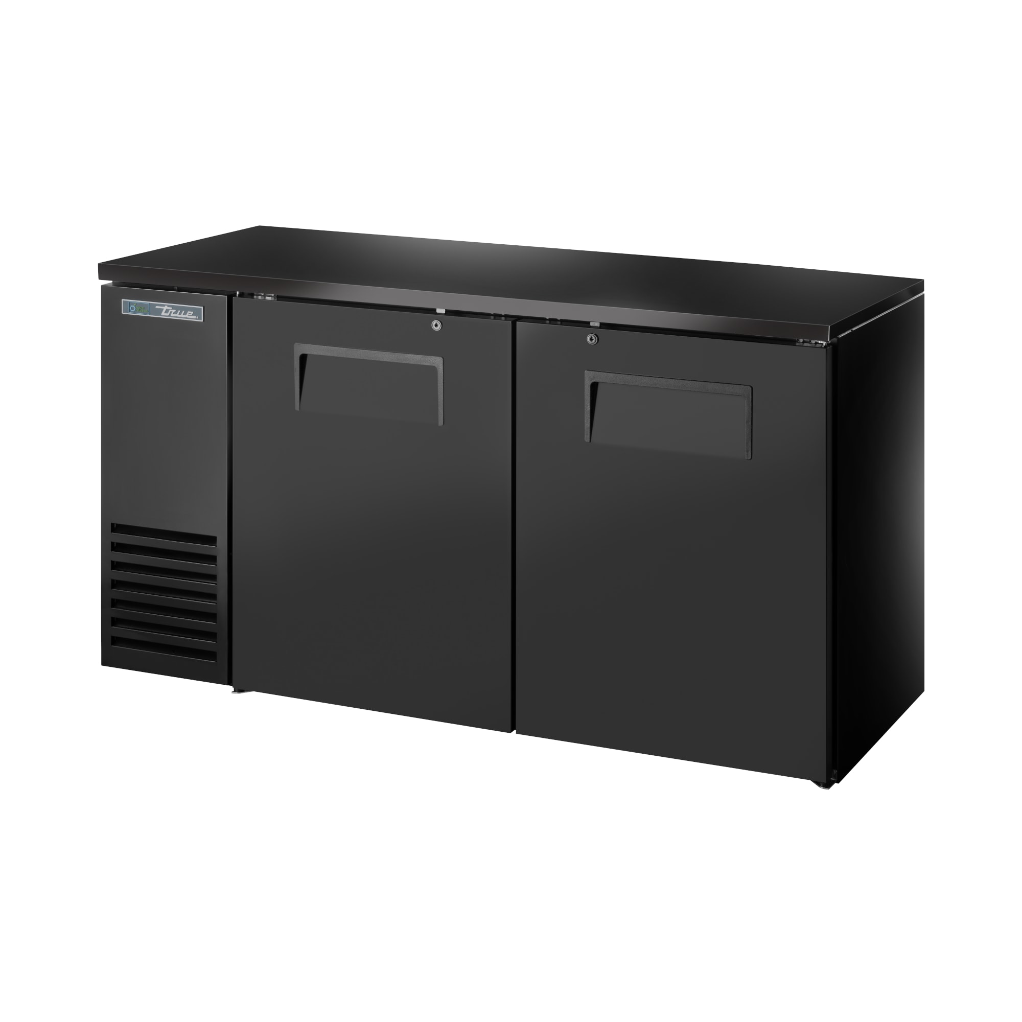 True TBB24-60-2S-Z1-BST-B-1 60" Black Back Bar Cooler with 2 Solid Swing Doors