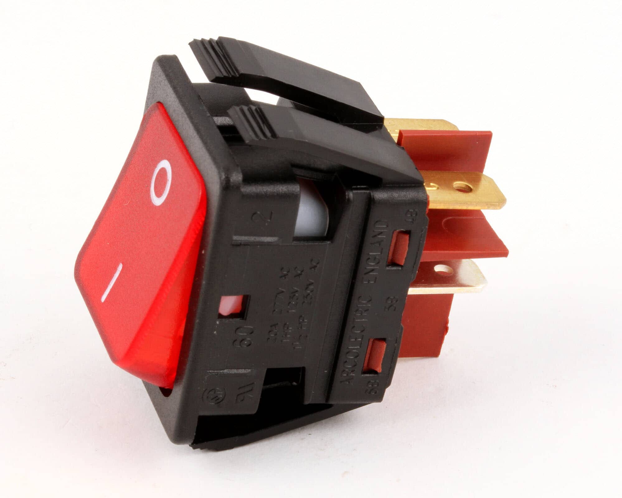 Pitco 60142401 Illuminated Rocker Switch, DPDT, Red
