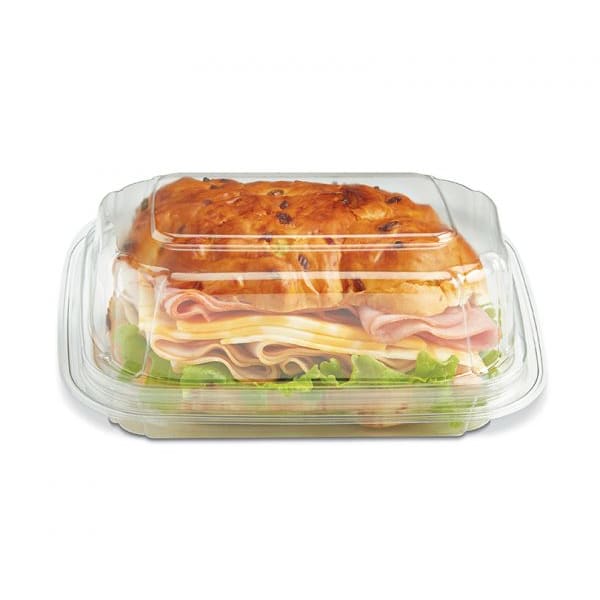 Outlet Placon SW2-002T-A 7" x 6" Crystal Seal® Refresh® Angled Clear Clamshell Container, Tamper-Evident