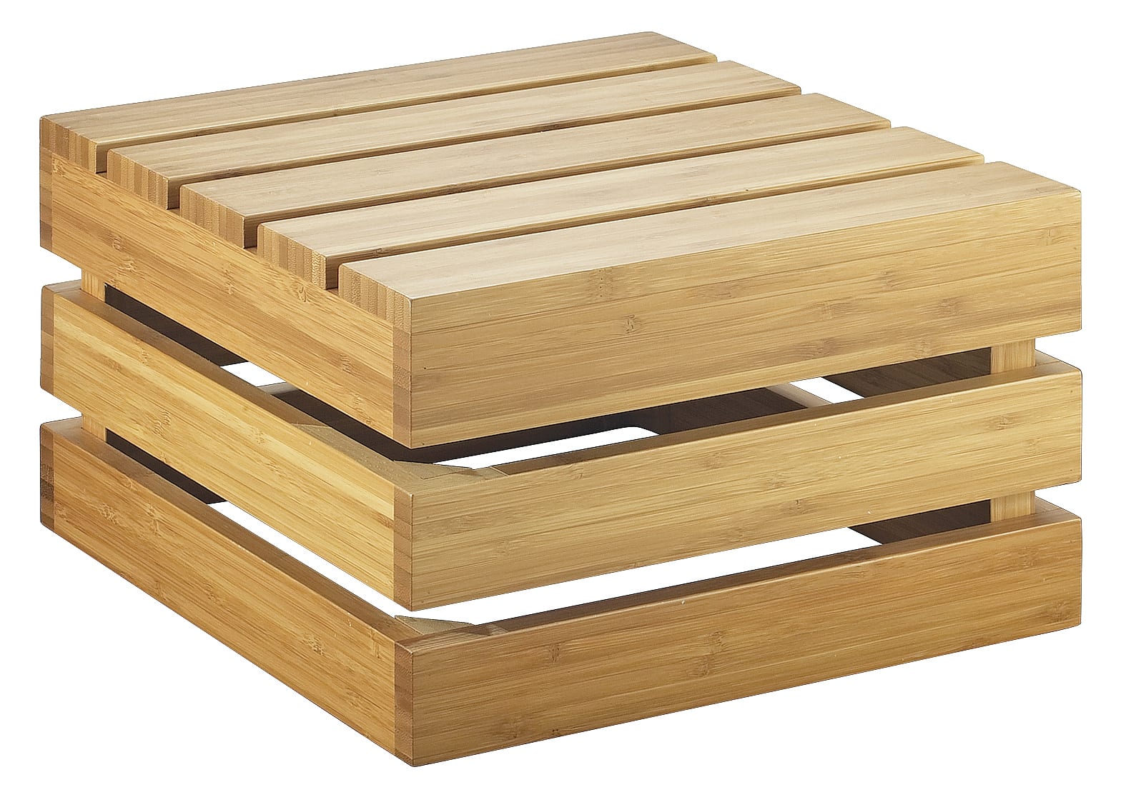 Cal-Mil 3332-7-60 Bamboo Square Crate Riser, 12" X 12" X 7"