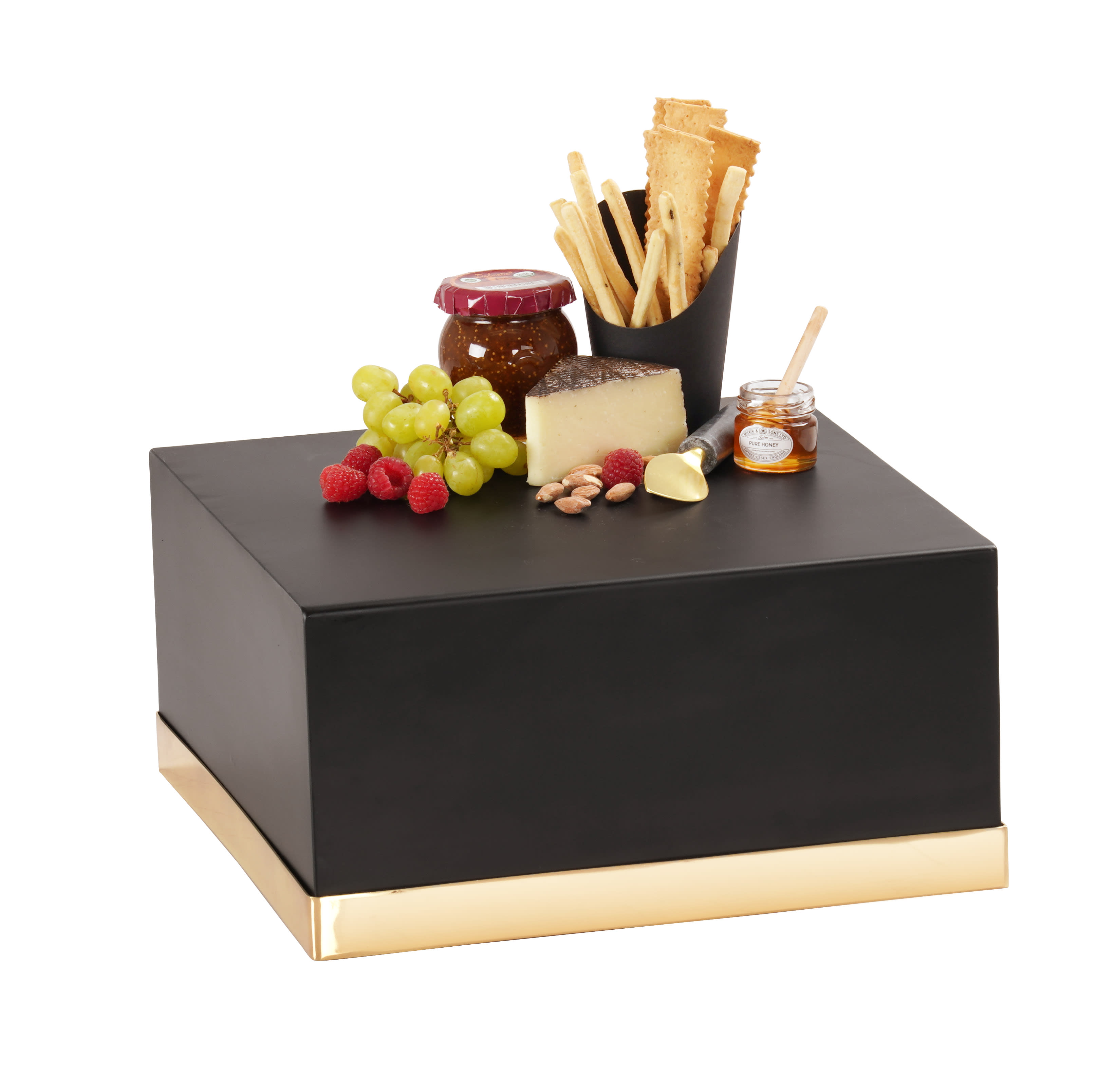 Cal-Mil 22127-6-116 Monaco 14" X 14" X 6" Square Black / Gold Metal Display Riser