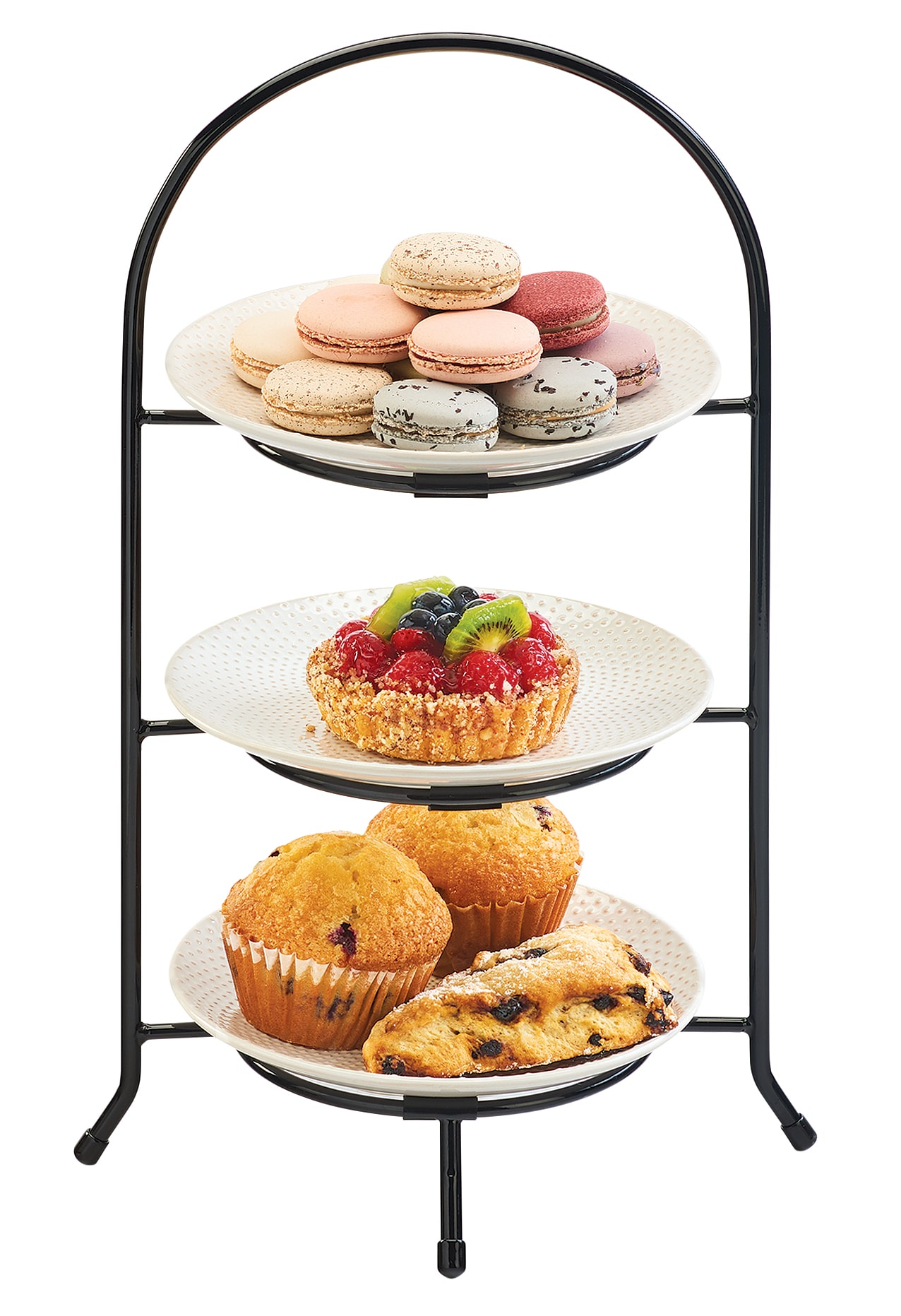 Cal-Mil 977-8-13 Iron Three-Tier Black Bowl And Plate Display, 8-3/4" X 8-3/4 " X 18"