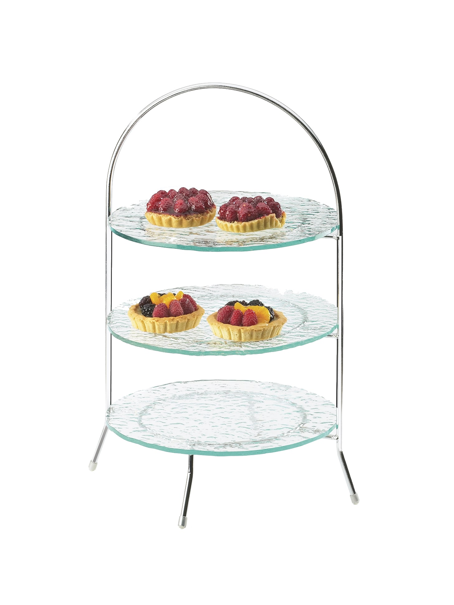 Cal-Mil 977-10-49 Iron Three-Tier Chrome Bowl And Plate Display, 11-3/4" X 11-3/4" X 20"