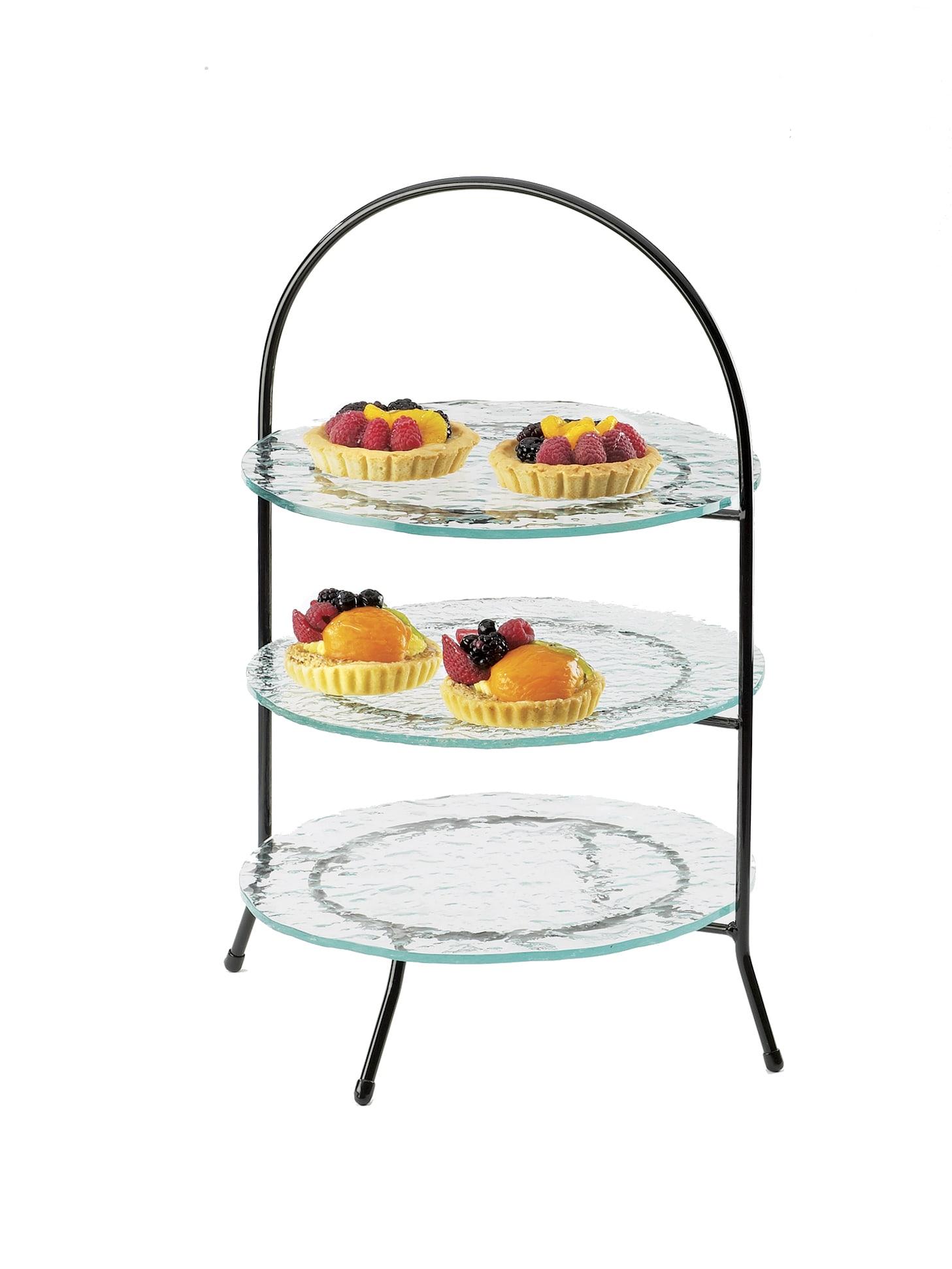 Cal-Mil 977-10-13 Iron Three-Tier Black Bowl And Plate Display, 11-3/4" X 11-3/4" X 20"