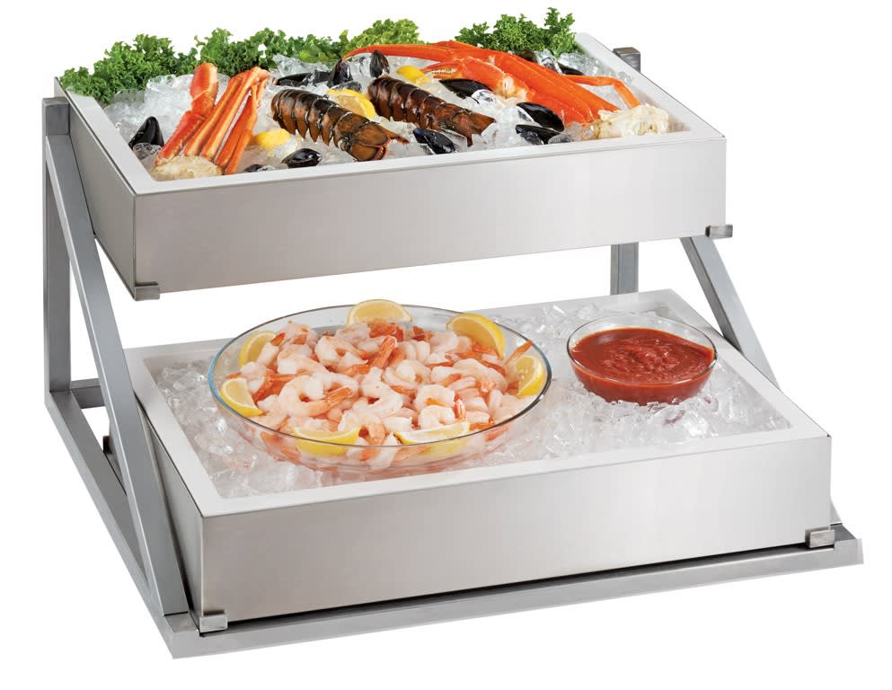 Cal-Mil 4120 Metal 2-Tier Angled Ice Housing Display Riser (Frame Only), 26-1/8" X 26" X 14-1/8"