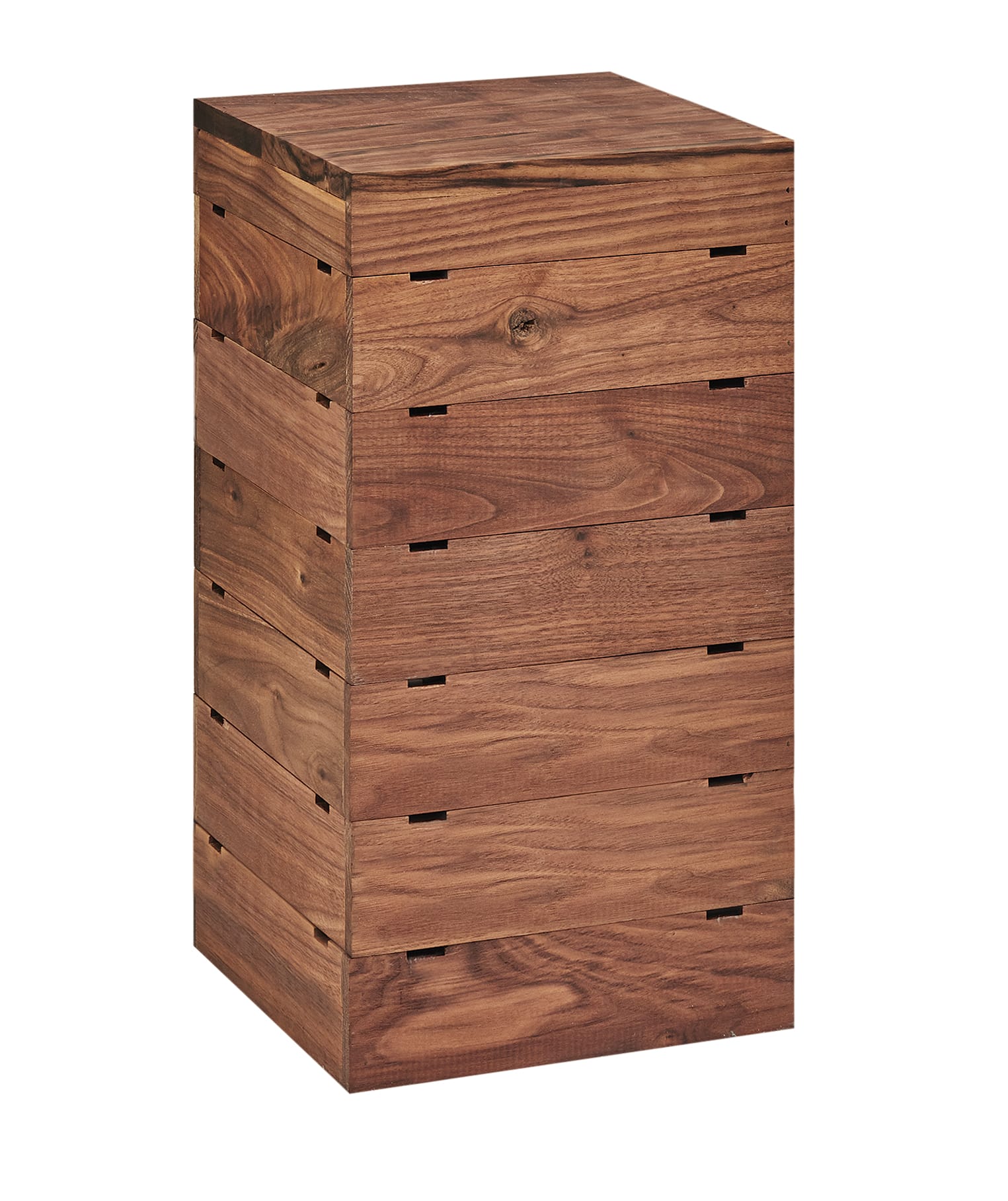 Cal-Mil 3627-78 Mid-Century Walnut Square Crate Riser, 9" X 9" X 18"