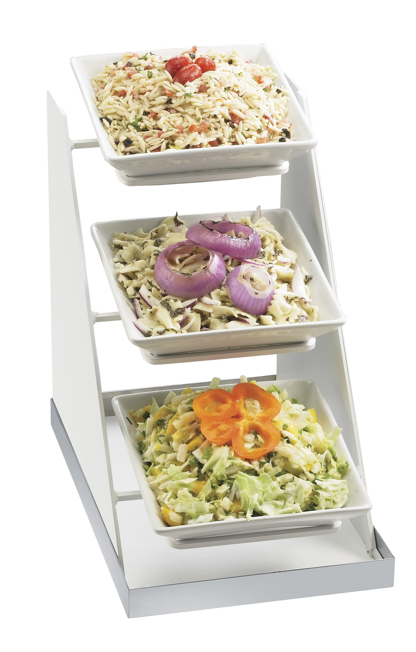 Cal-Mil 3022-55 Luxe 3 Bowl Stainless Steel Display, 10" X 16-1/4" X 17"