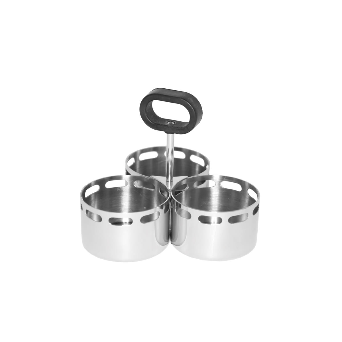 Service Ideas SM-72 Mod18 Snack and Condiment Caddies Snack Bowl Trio, Polished Stainless