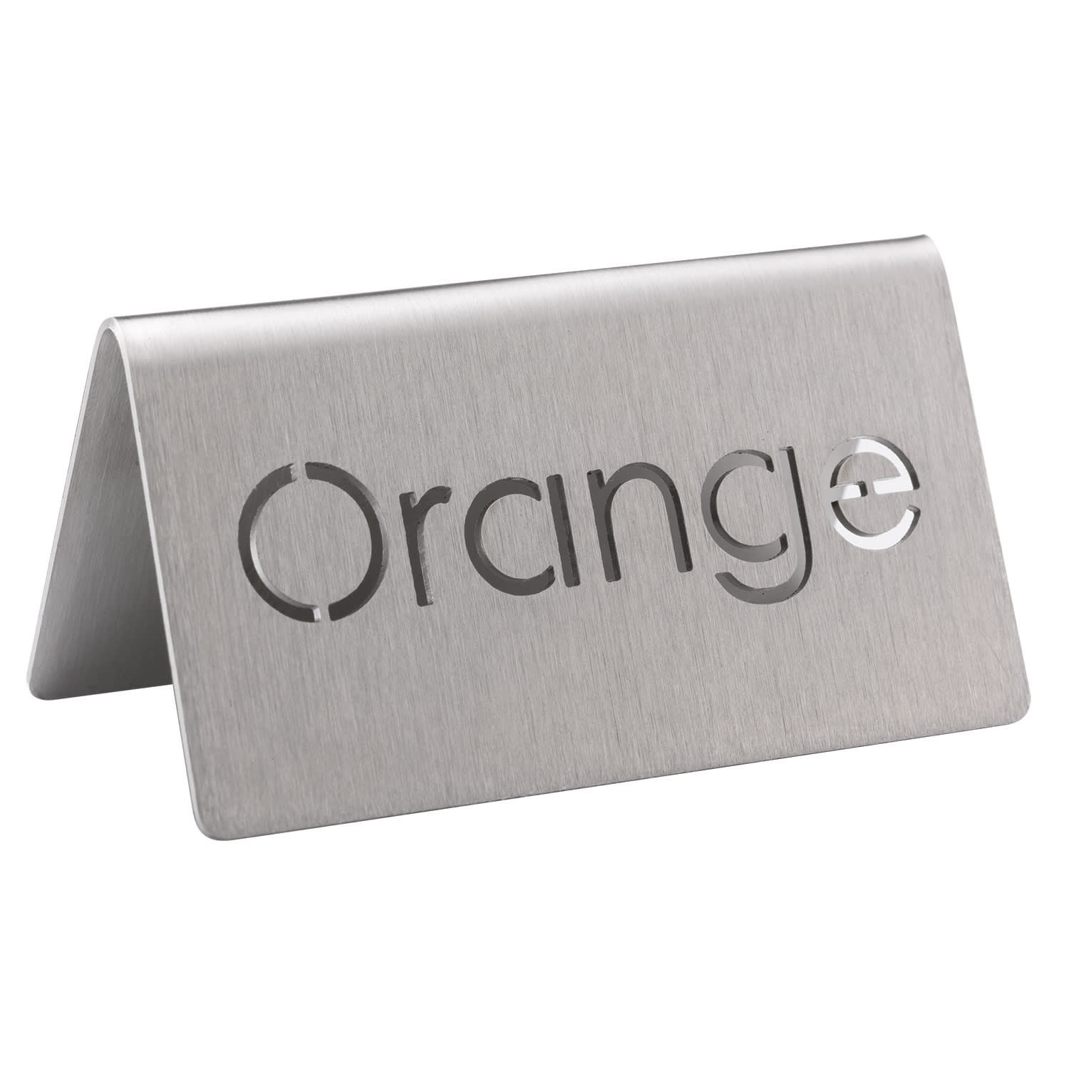Service Ideas 1C-BF-ORANGE-MOD Laser Cut ID Table Tent, Orange, Brushed Stainless