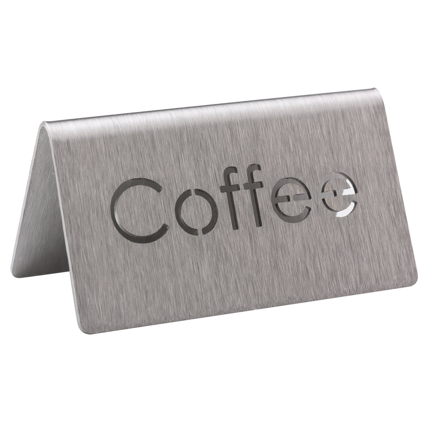 Service Ideas 1C-BF-COFFEE-MOD Laser Cut ID Table Tent, Coffee, Brushed Stainless